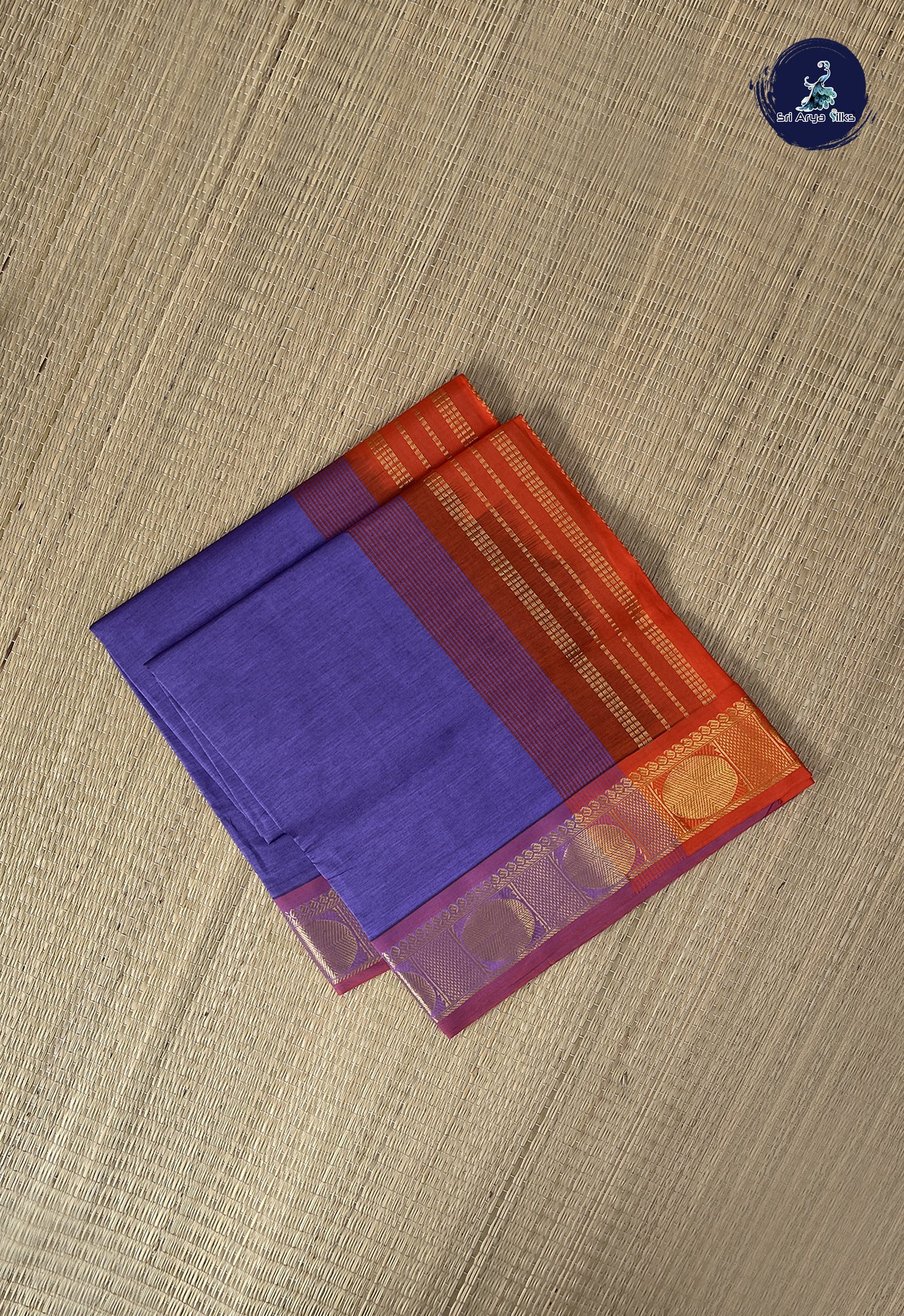 Lavender Kanchi Semi Silk Cotton Saree With Plain Pattern