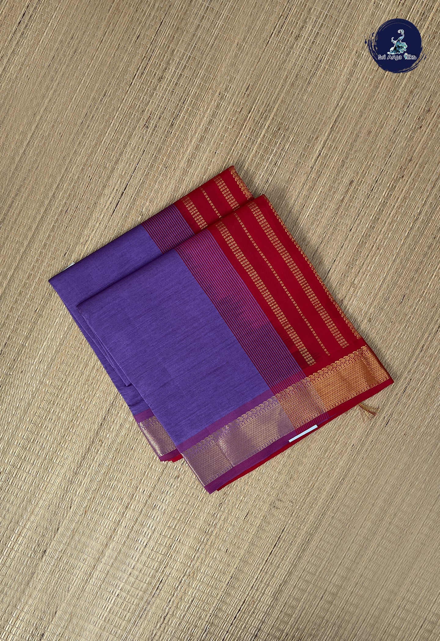 Lavender Kanchi Semi Silk Cotton Saree With Plain Pattern