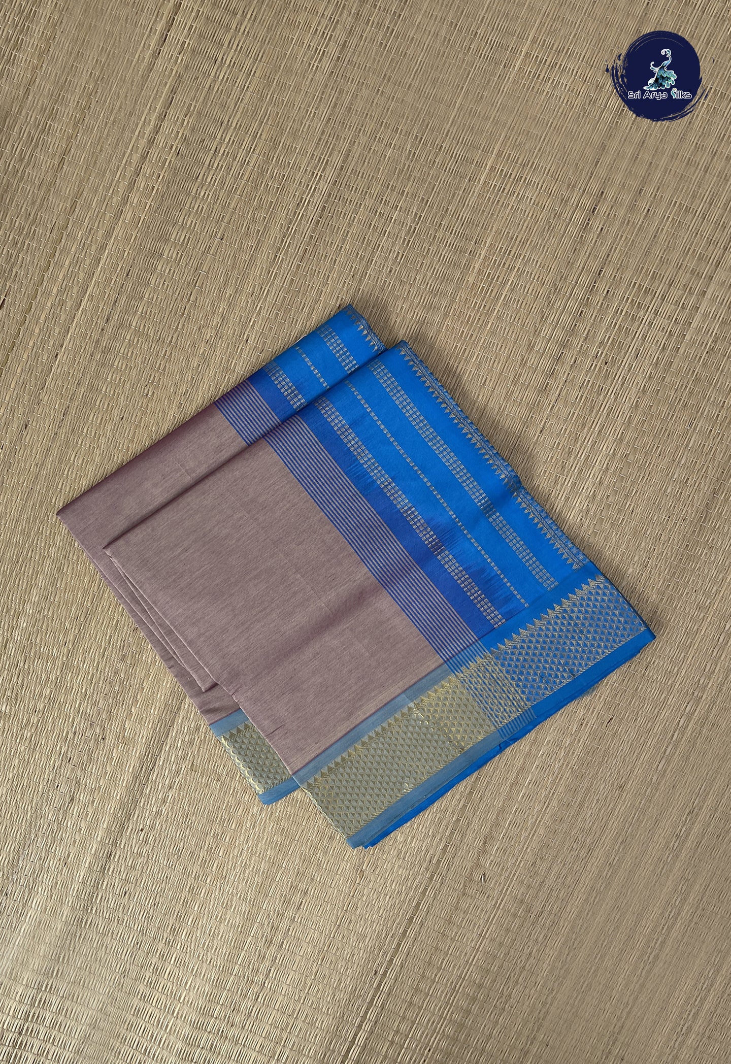 Pastel Shade Kanchi Semi Silk Cotton Saree With Plain Pattern