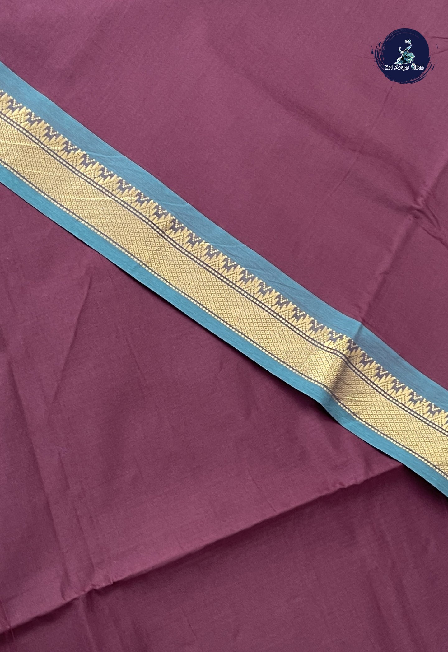 Brown Kanchi Semi Silk Cotton Saree With Plain Pattern