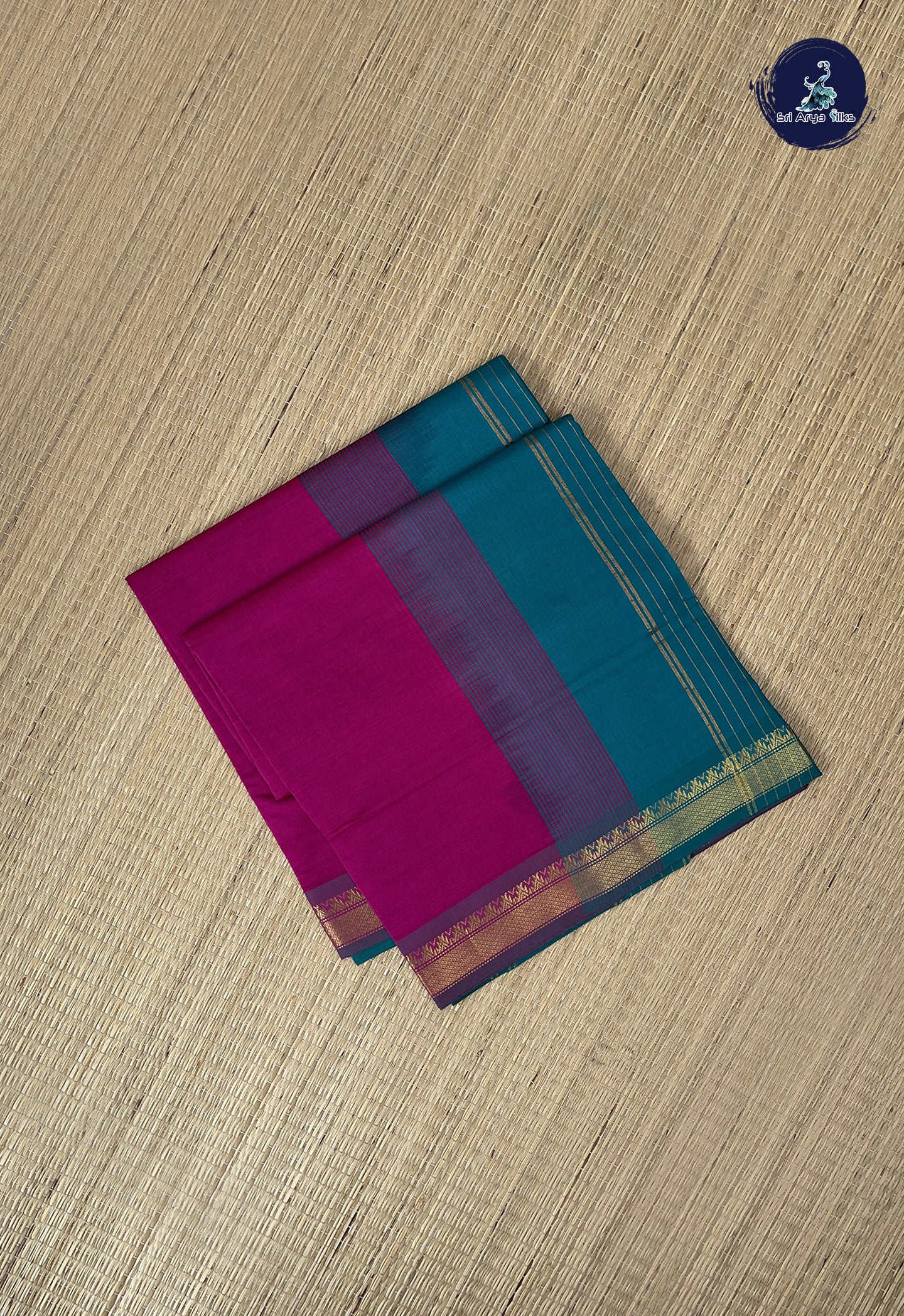 Magenta Pink Kanchi Semi Silk Cotton Saree With Plain Pattern