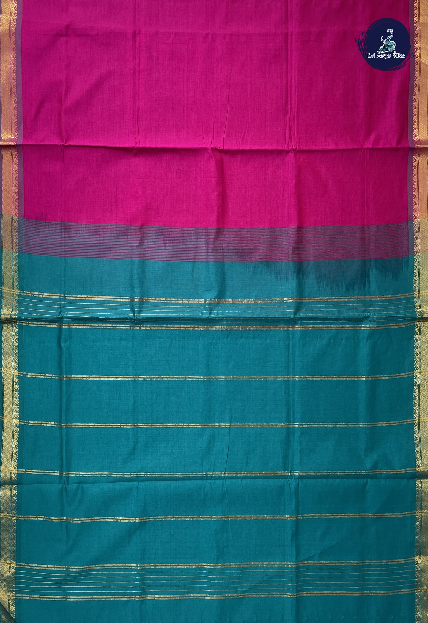 Magenta Pink Kanchi Semi Silk Cotton Saree With Plain Pattern