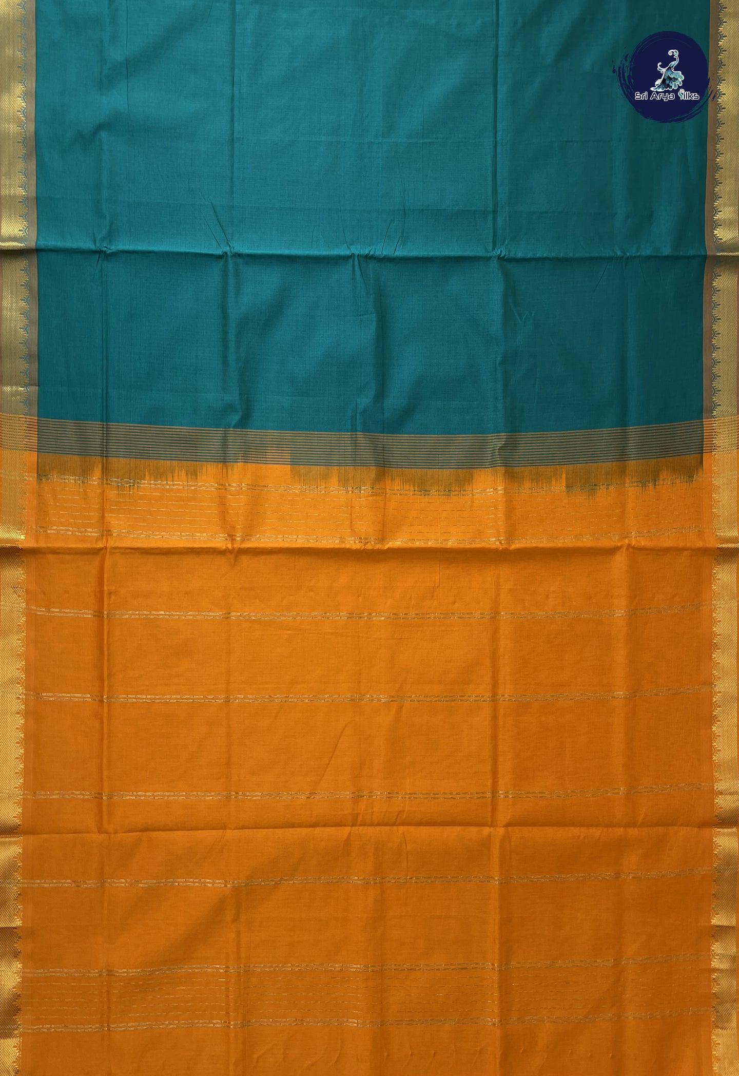 Green Kanchi Semi Silk Cotton Saree With Plain Pattern
