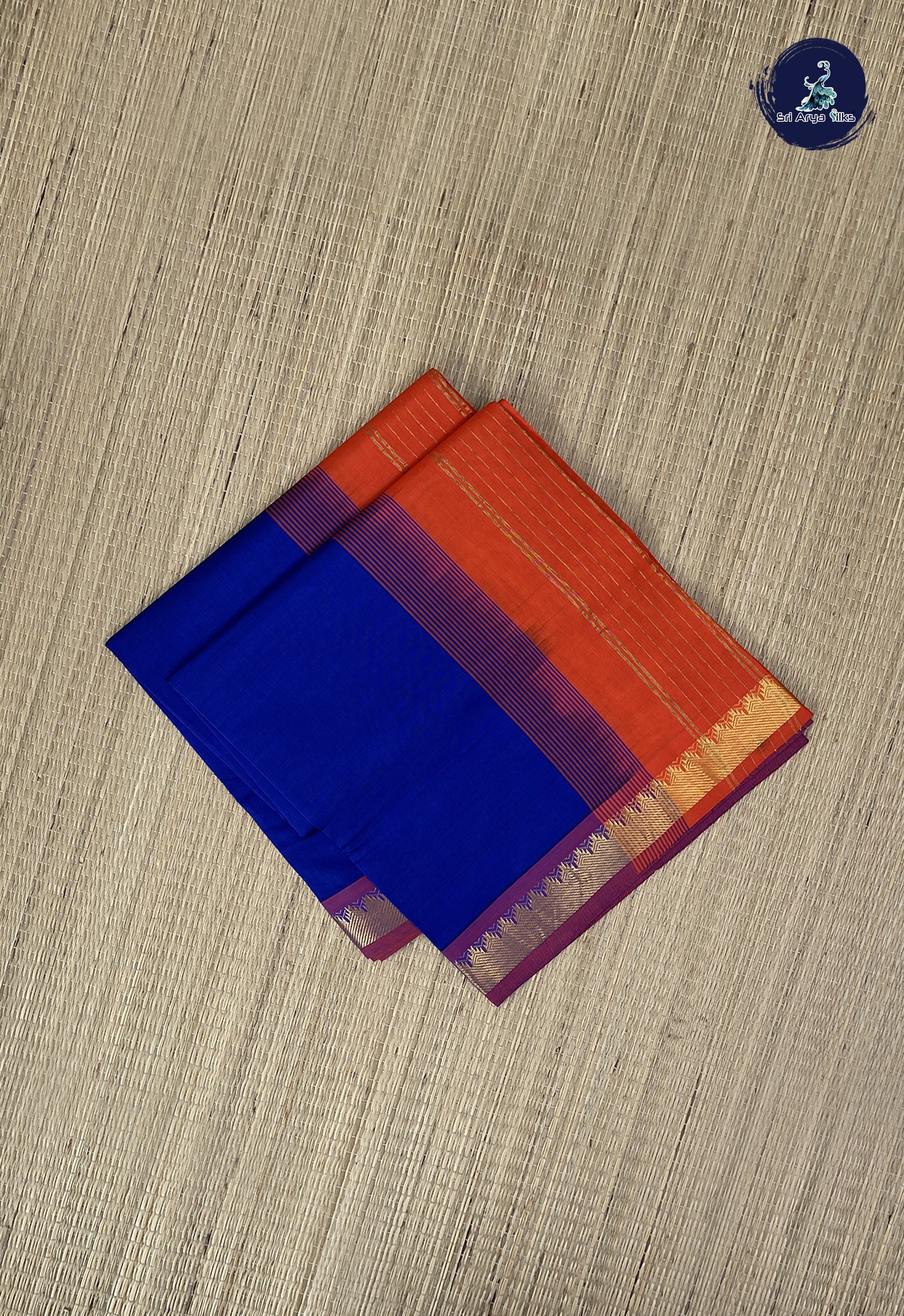 Ink Blue Kanchi Semi Silk Cotton Saree With Plain Pattern