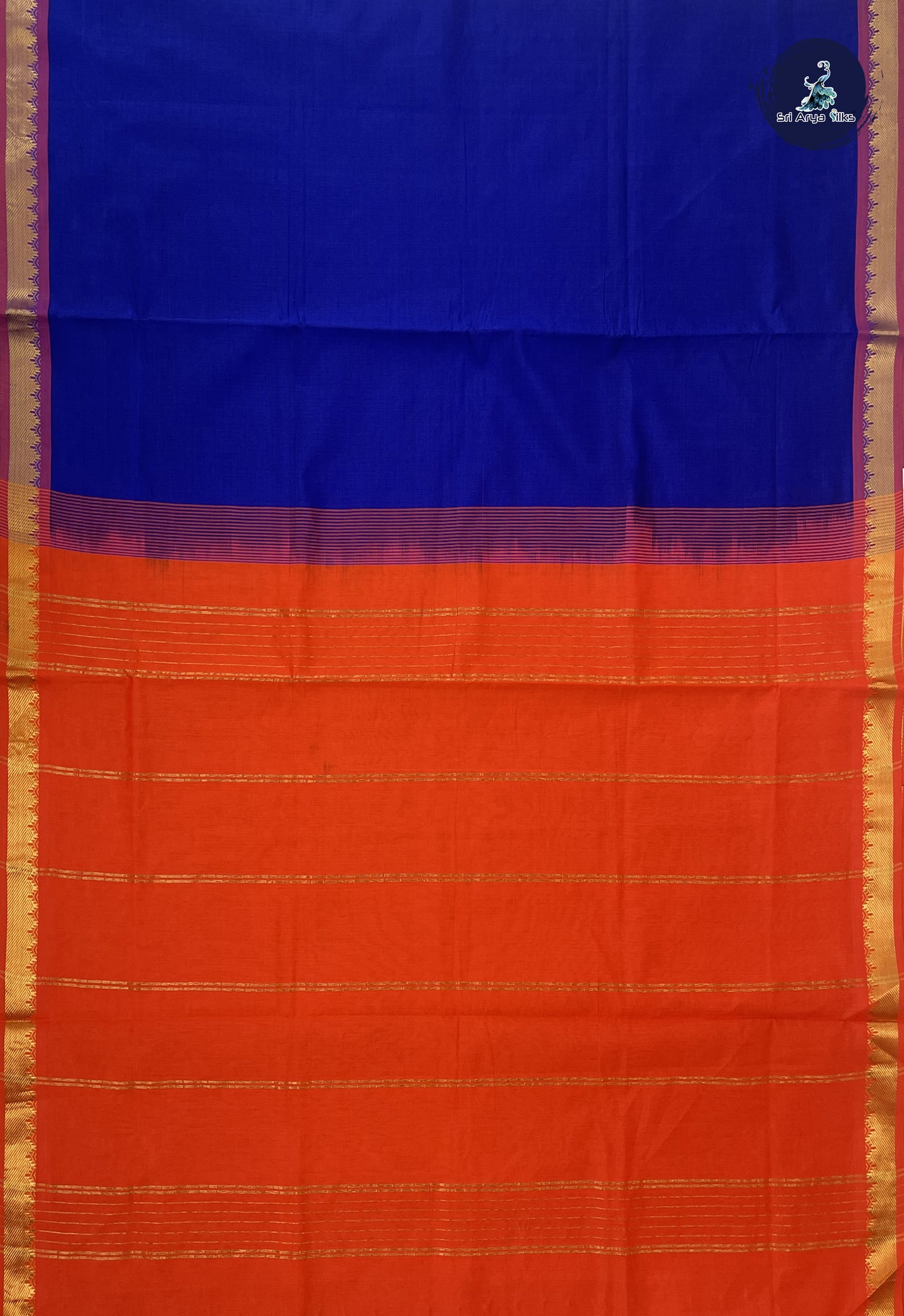 Ink Blue Kanchi Semi Silk Cotton Saree With Plain Pattern