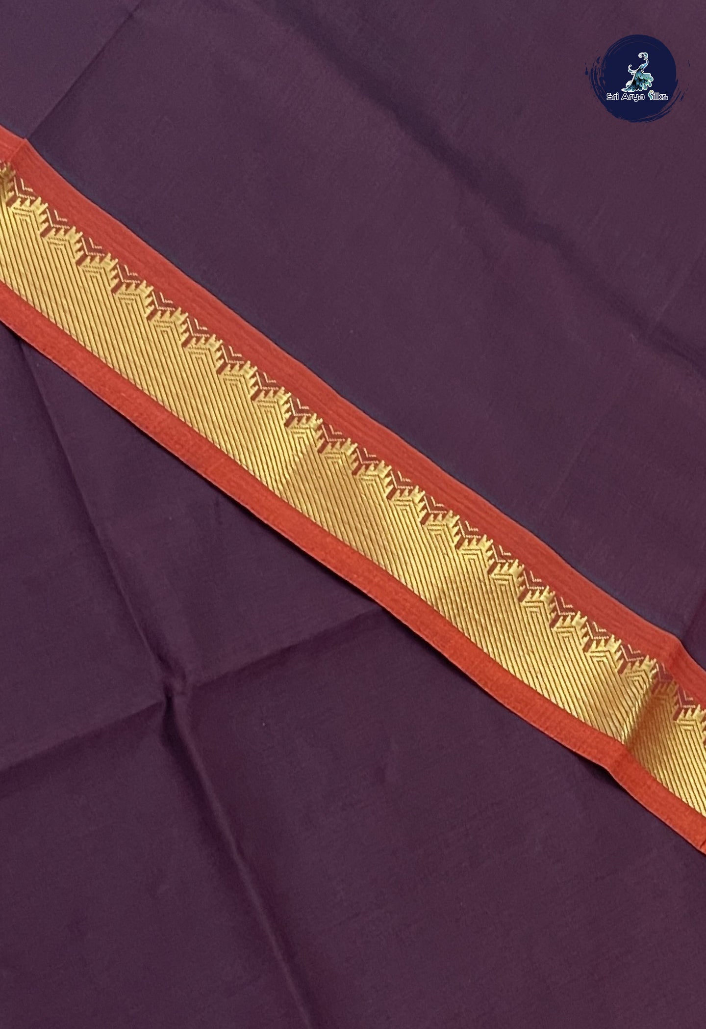 Brown Kanchi Semi Silk Cotton Saree With Plain Pattern