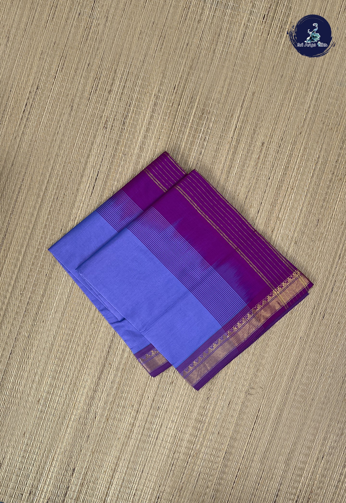 Lavender Kanchi Semi Silk Cotton Saree With Plain Pattern