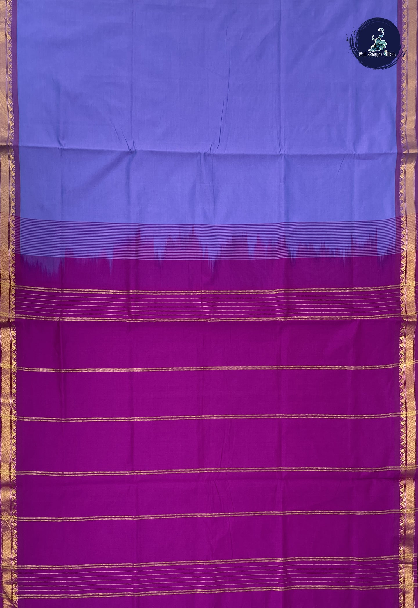 Lavender Kanchi Semi Silk Cotton Saree With Plain Pattern