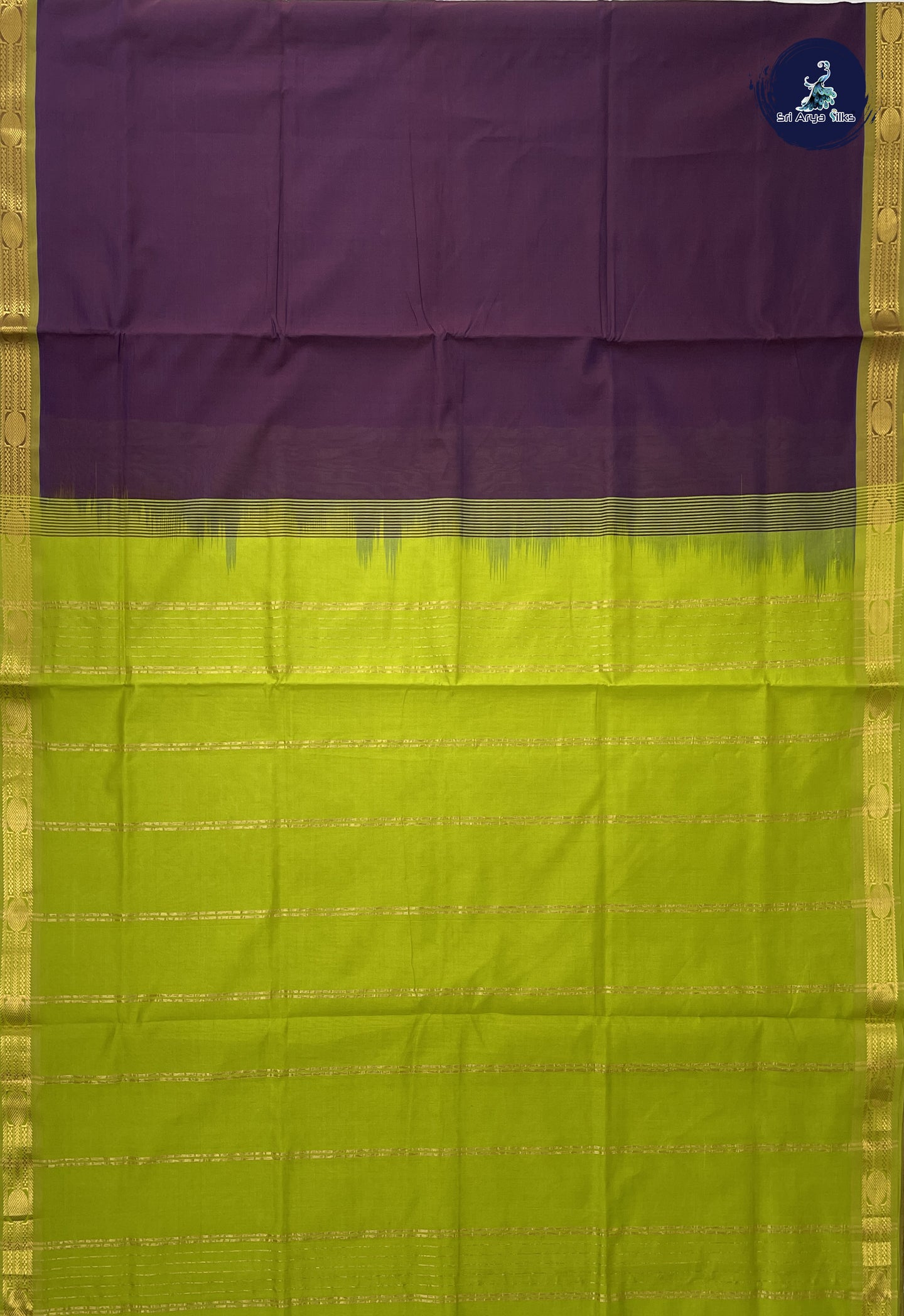 Dual Tone Brown Kanchi Semi Silk Cotton Saree With Plain Pattern