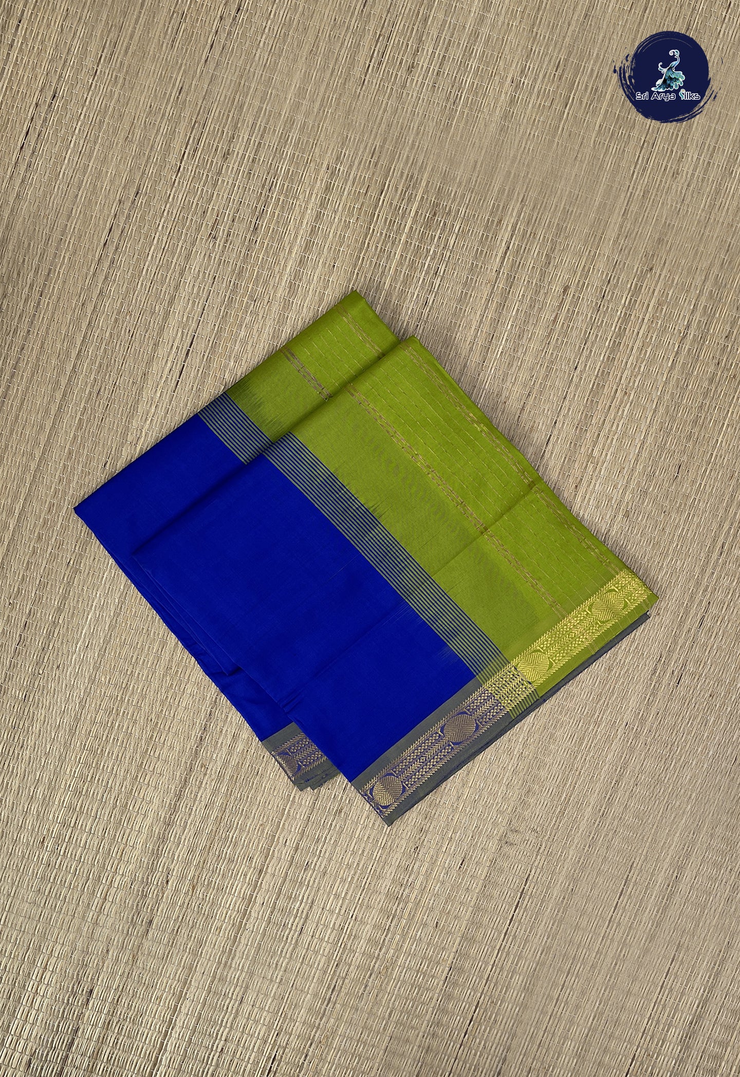 MS Blue Kanchi Semi Silk Cotton Saree With Plain Pattern