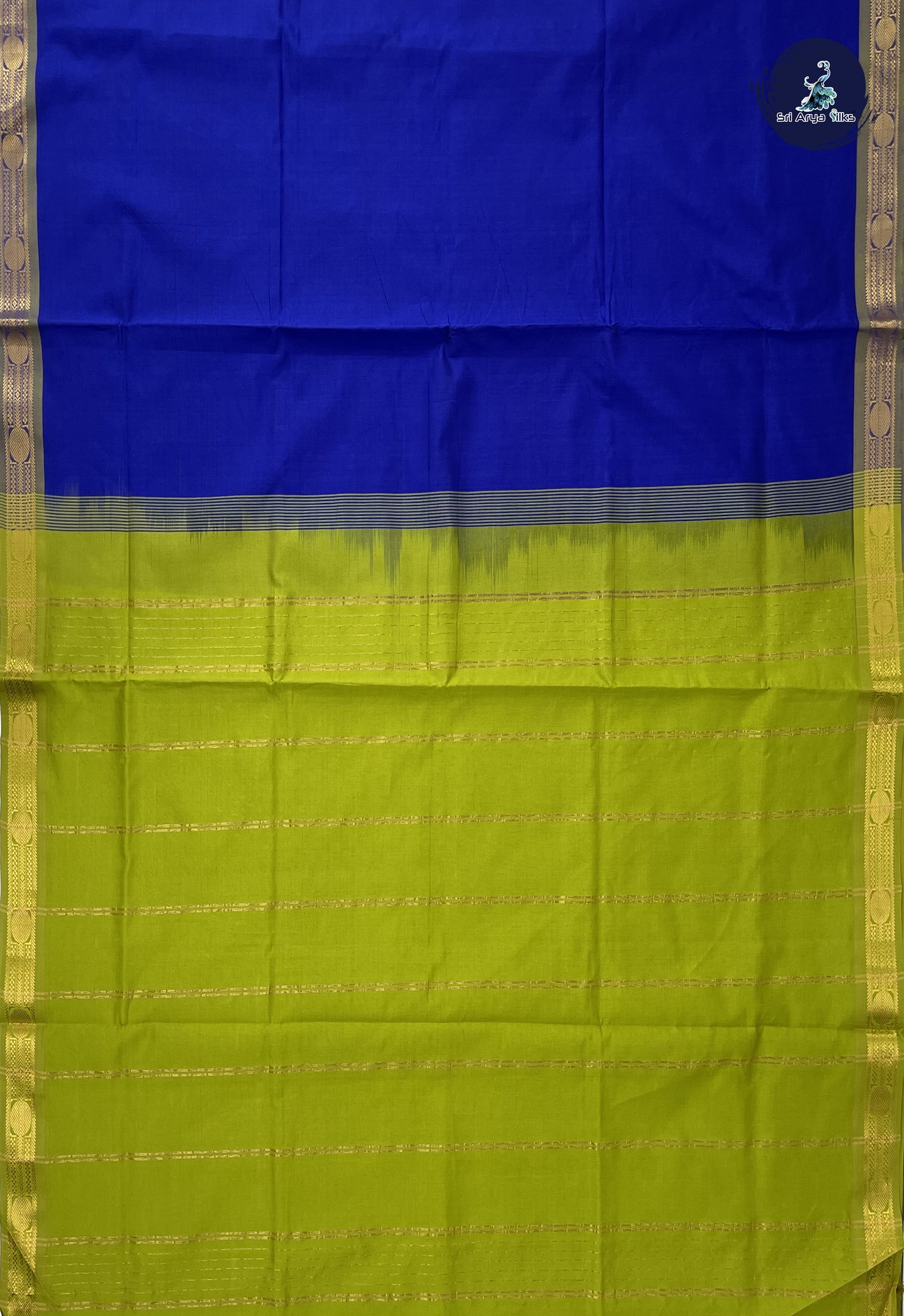 MS Blue Kanchi Semi Silk Cotton Saree With Plain Pattern