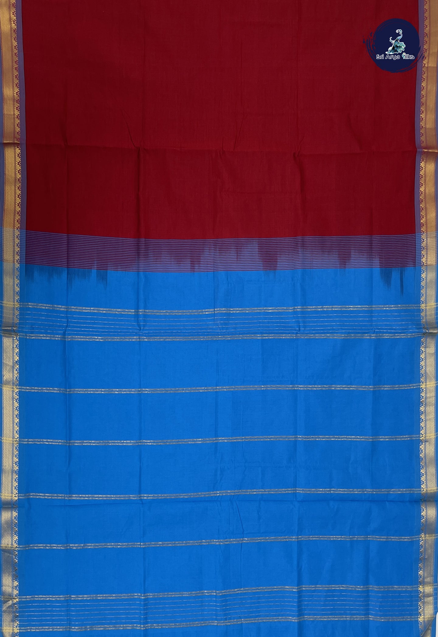 Maroon Kanchi Semi Silk Cotton Saree With Plain Pattern
