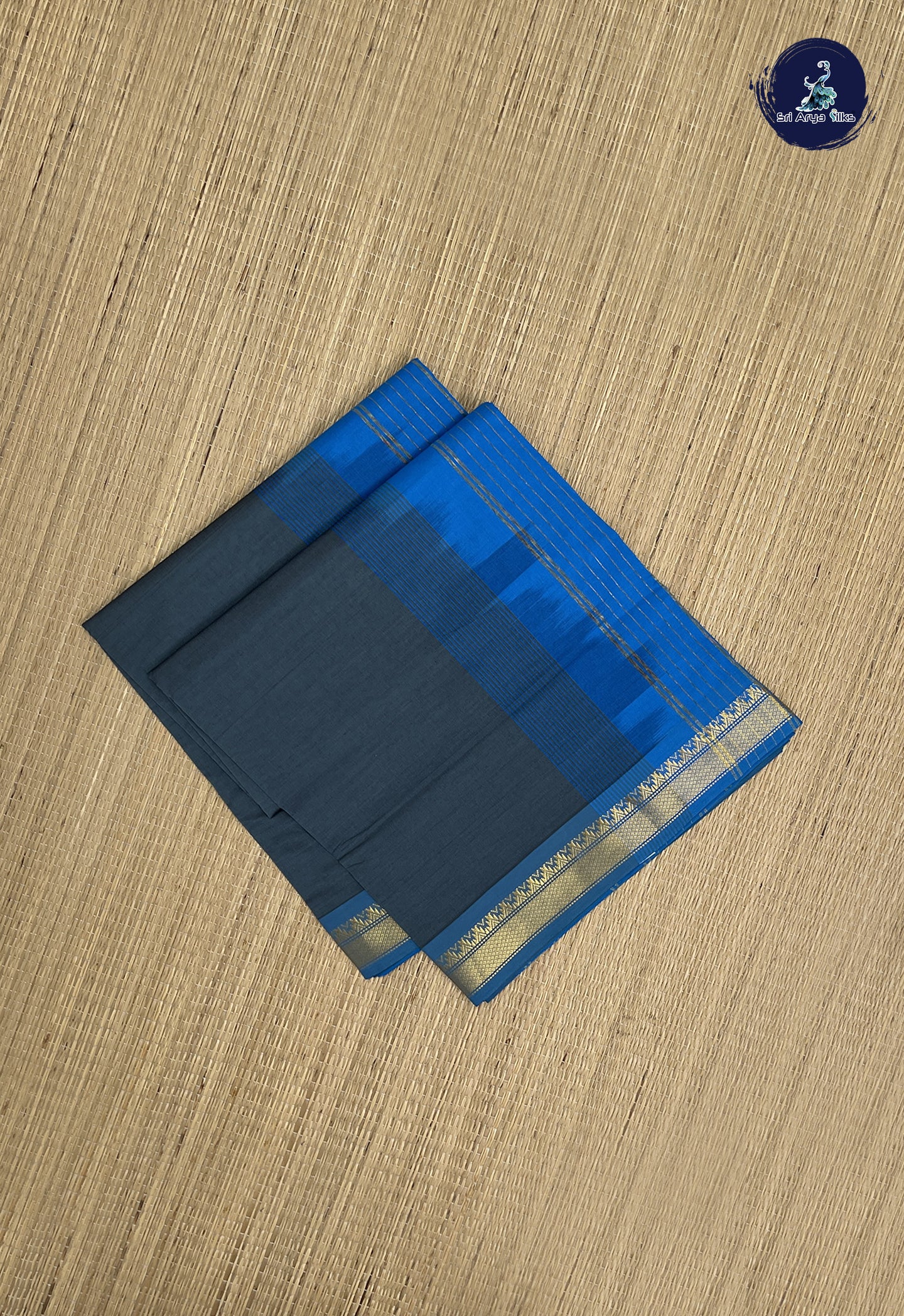 Grey Kanchi Semi Silk Cotton Saree With Plain Pattern