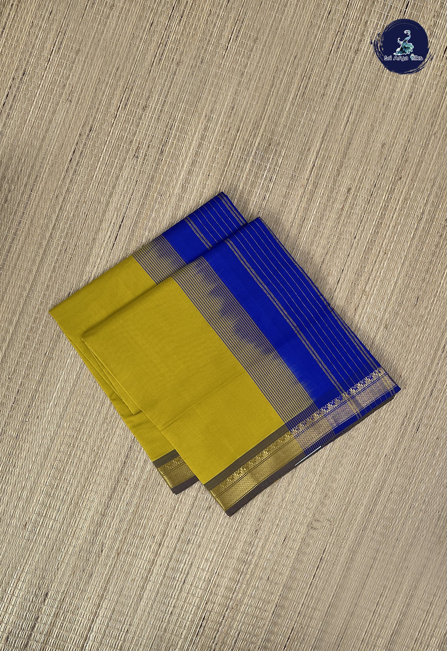 Yellow Kanchi Semi Silk Cotton Saree With Plain Pattern