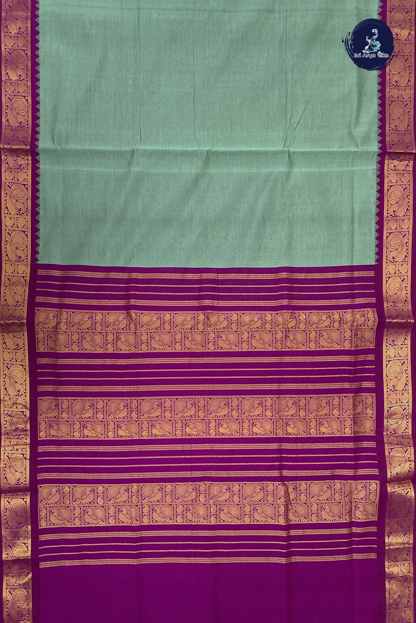 Pastel Shade Kanchi Semi Silk Cotton Saree With Plain Pattern