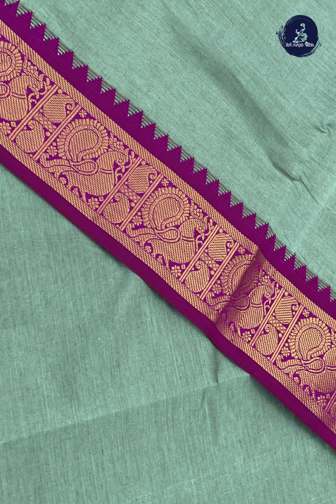 Pastel Shade Kanchi Semi Silk Cotton Saree With Plain Pattern