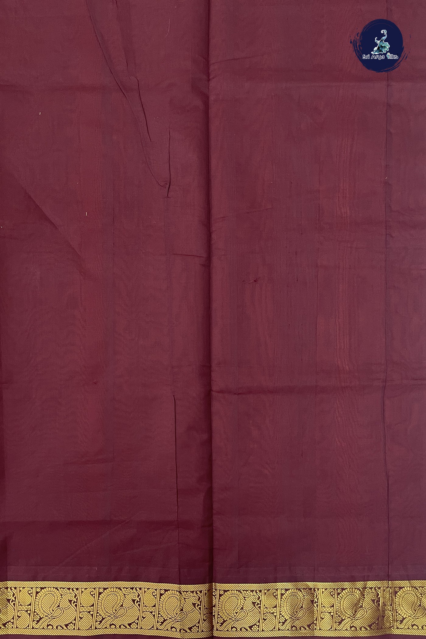 Reddish Orange Kanchi Semi Silk Cotton Saree With Plain Pattern
