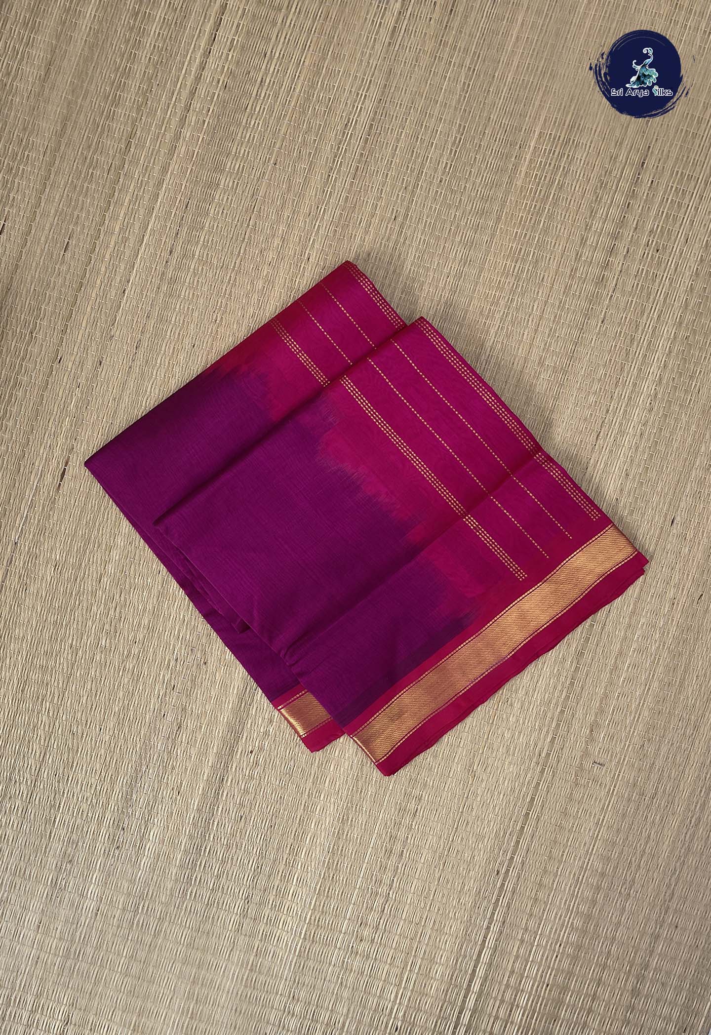 Dual Tone Purple Simple Silk Cotton Saree With Plain Pattern