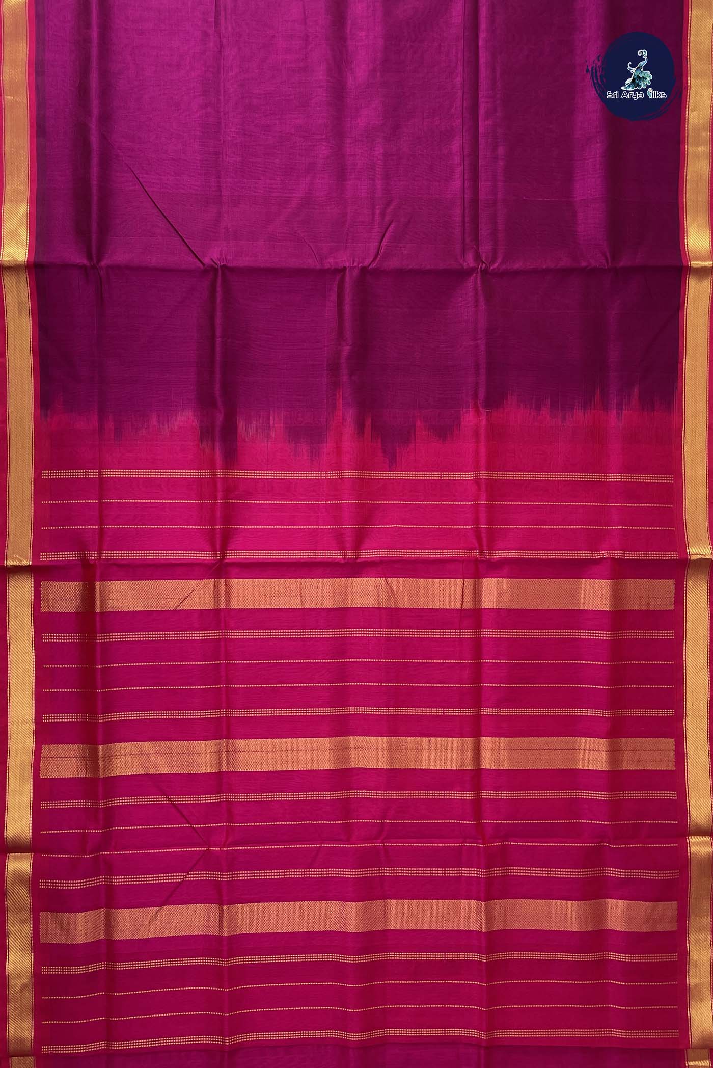 Dual Tone Purple Simple Silk Cotton Saree With Plain Pattern