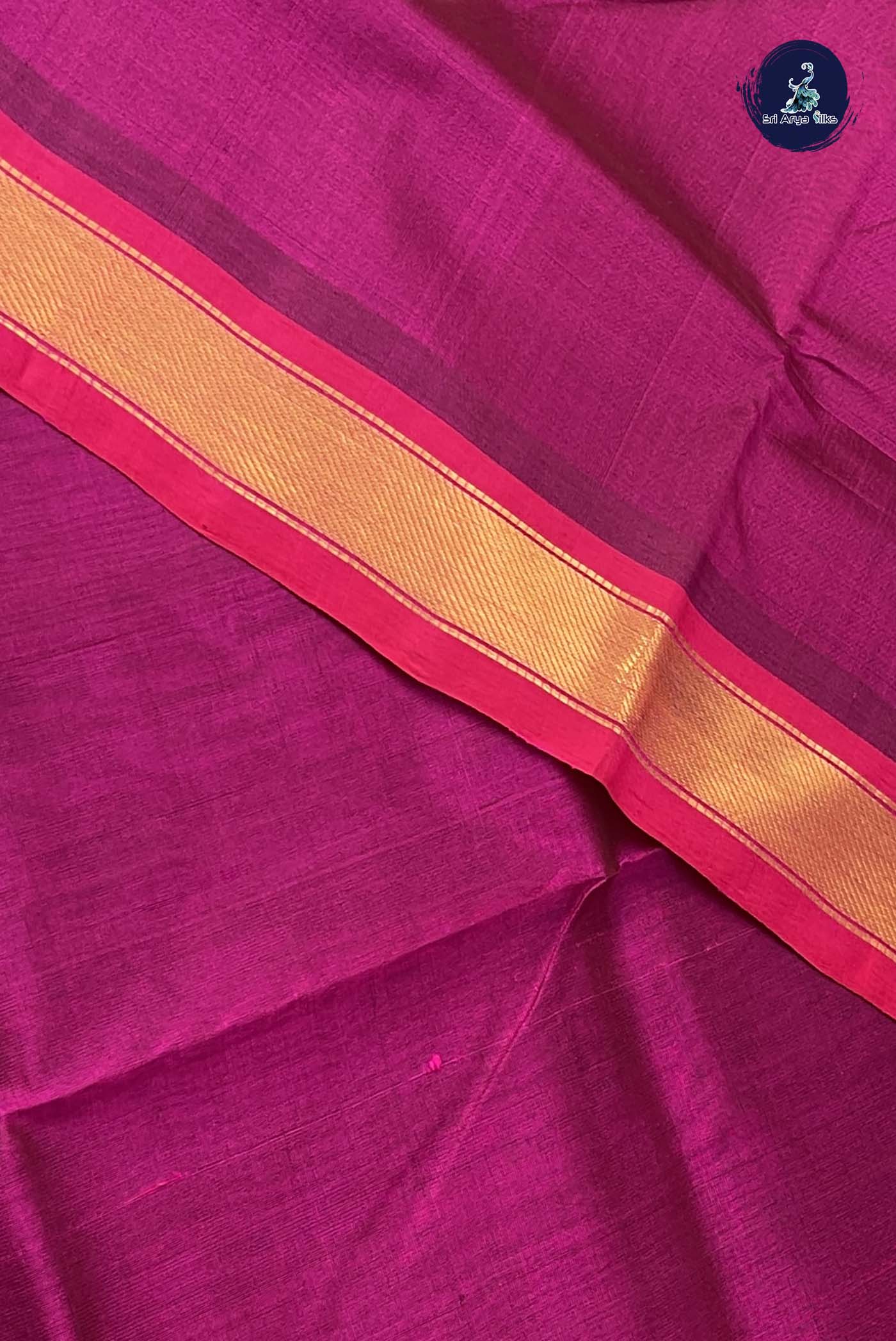 Dual Tone Purple Simple Silk Cotton Saree With Plain Pattern