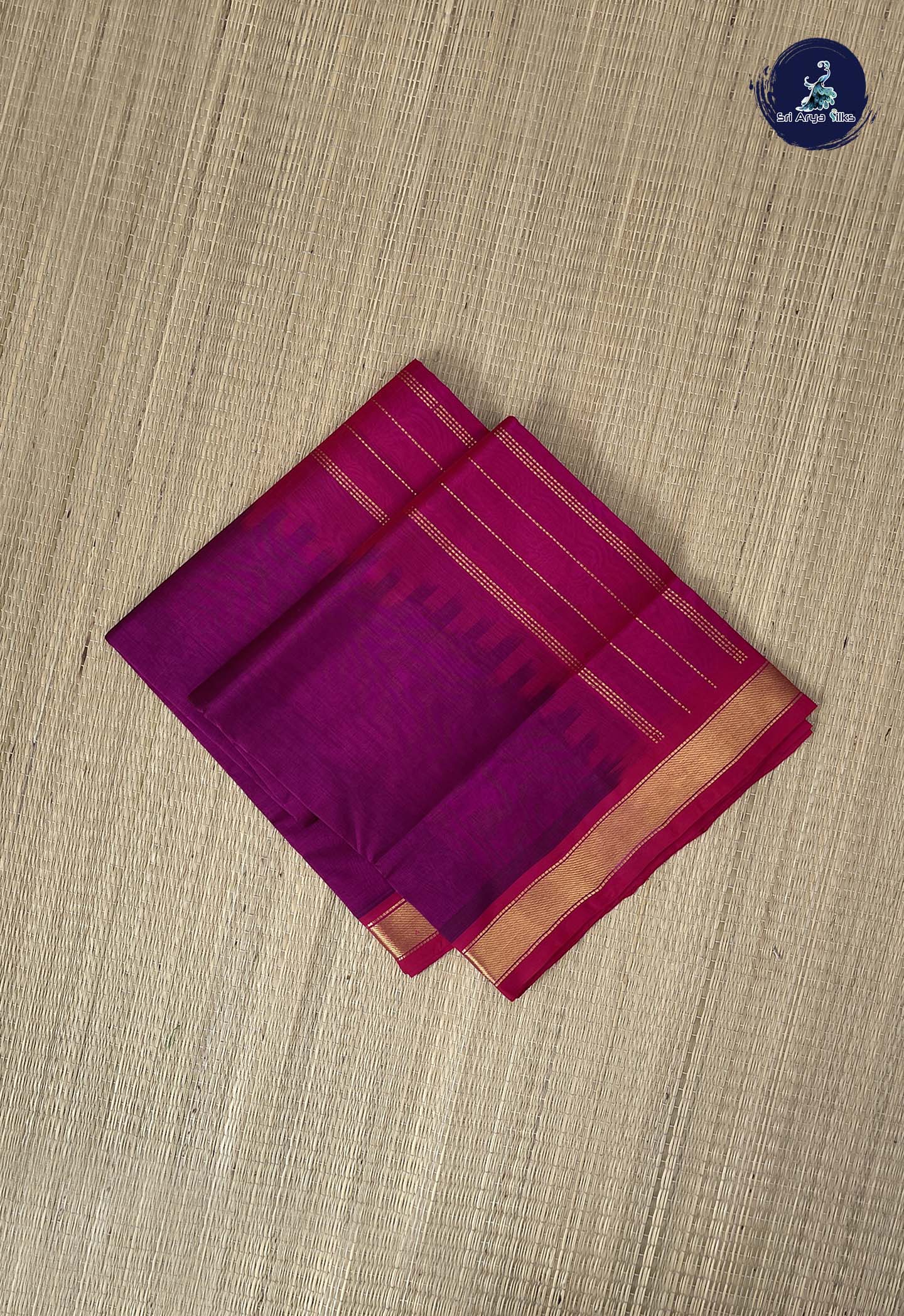 Dual Tone Purple Simple Silk Cotton Saree With Plain Pattern