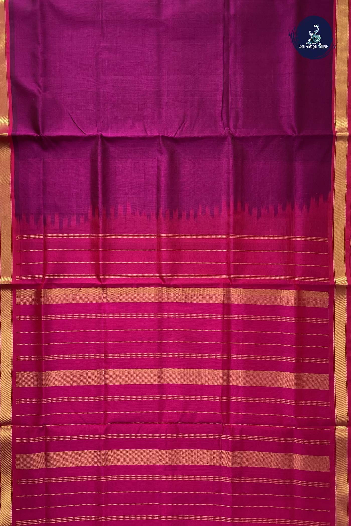 Dual Tone Purple Simple Silk Cotton Saree With Plain Pattern