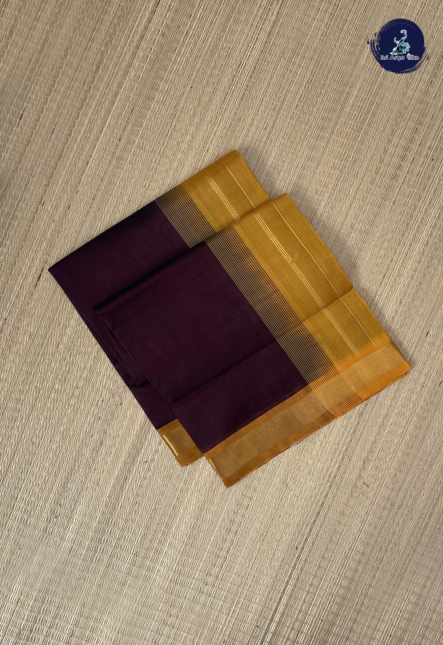 Coffee Brown Simple Silk Cotton Saree With Plain Pattern