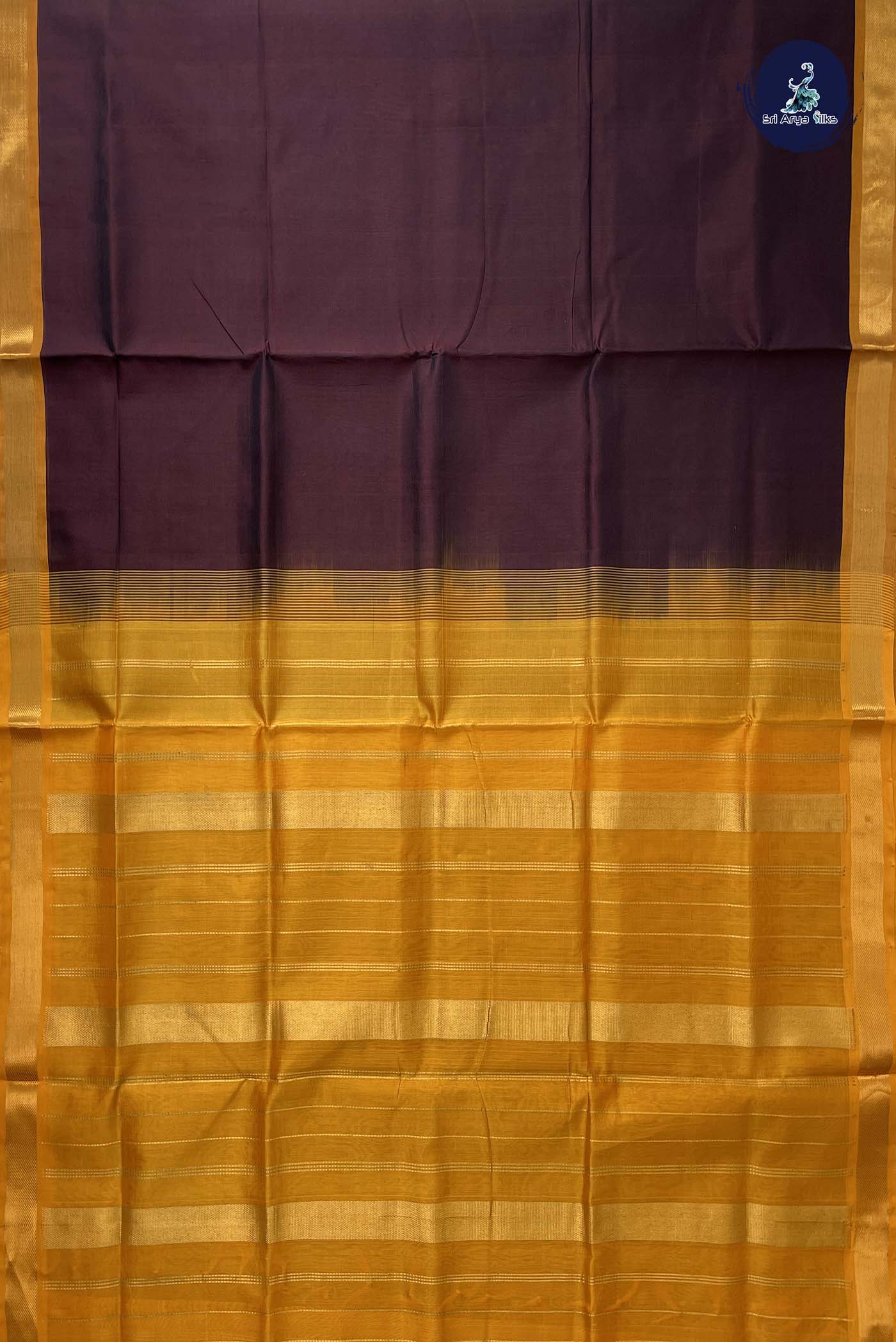 Coffee Brown Simple Silk Cotton Saree With Plain Pattern