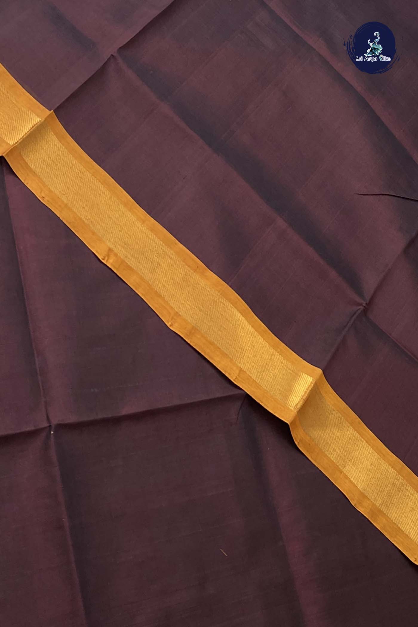 Coffee Brown Simple Silk Cotton Saree With Plain Pattern