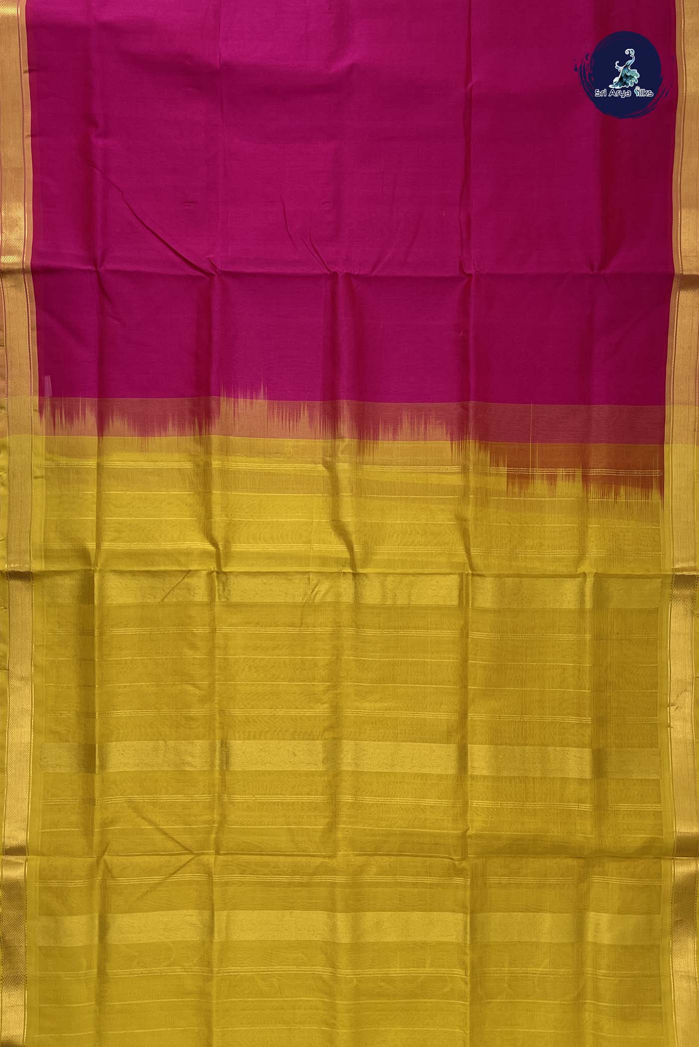Rani Pink Simple Silk Cotton Saree With Plain Pattern