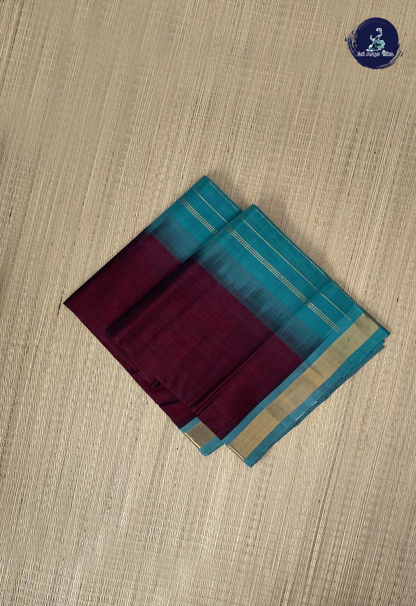 Dual Tone Brown Simple Silk Cotton Saree With Plain Pattern