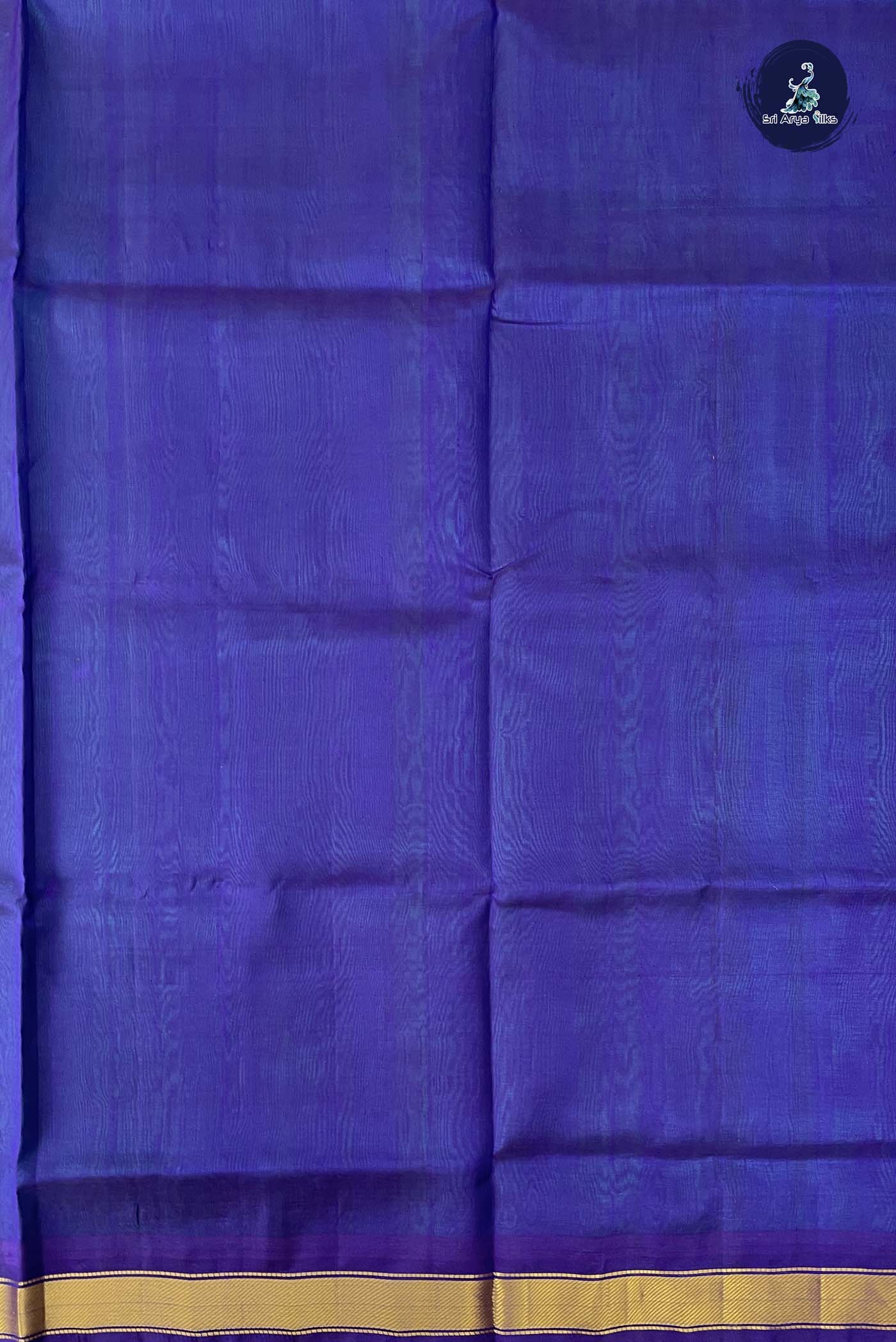 Teal Simple Silk Cotton Saree With Plain Pattern