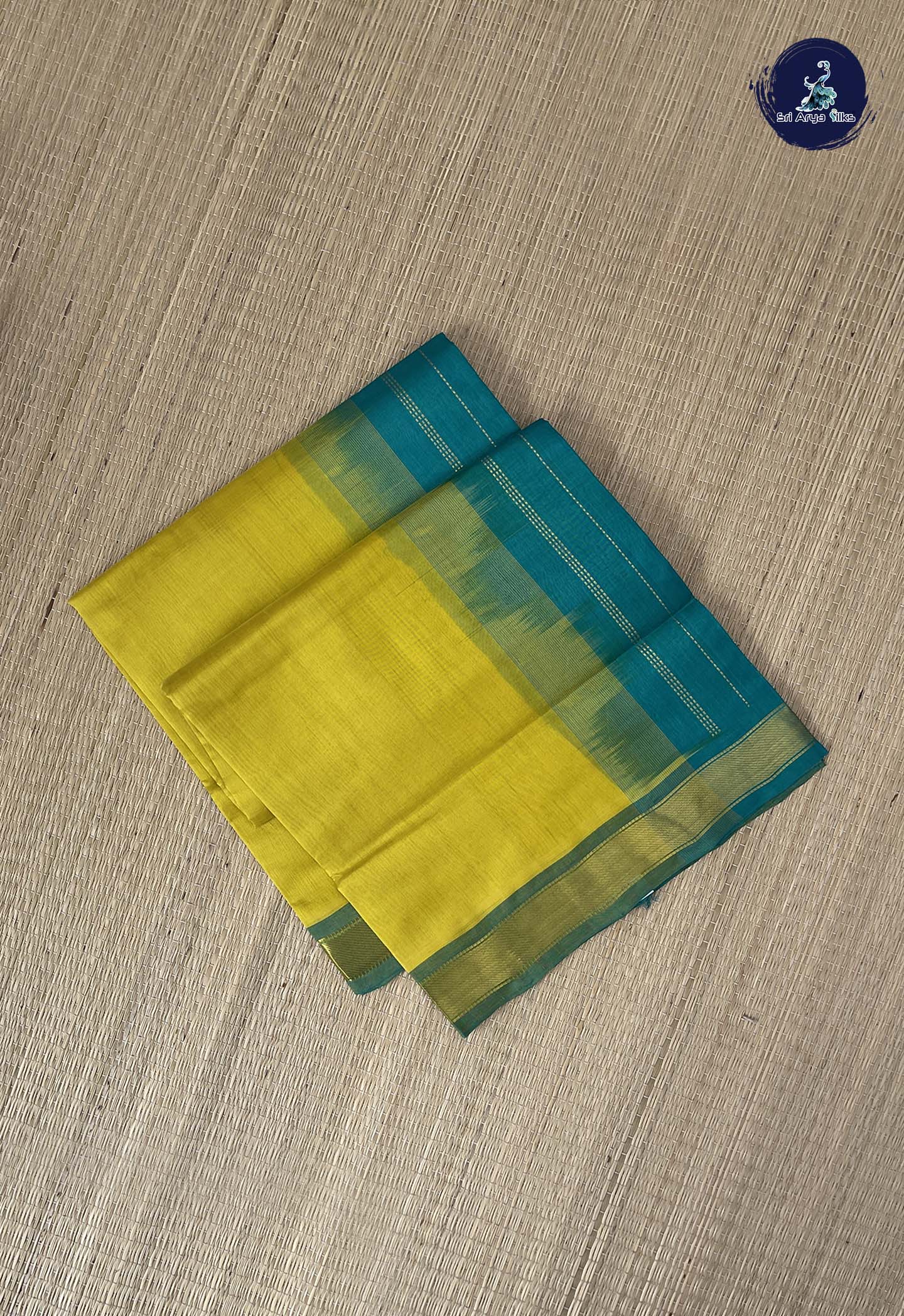 Yellow Simple Silk Cotton Saree With Plain Pattern