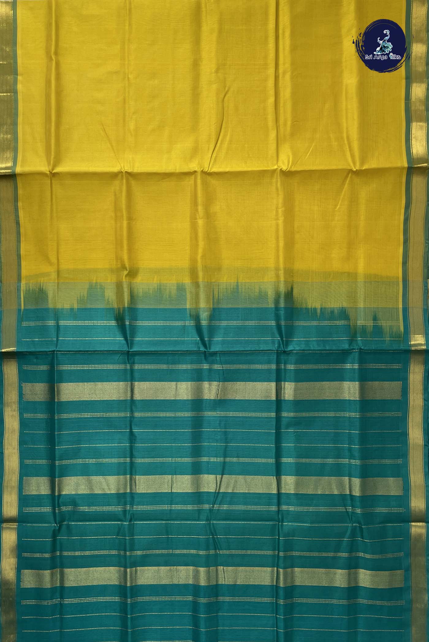 Yellow Simple Silk Cotton Saree With Plain Pattern