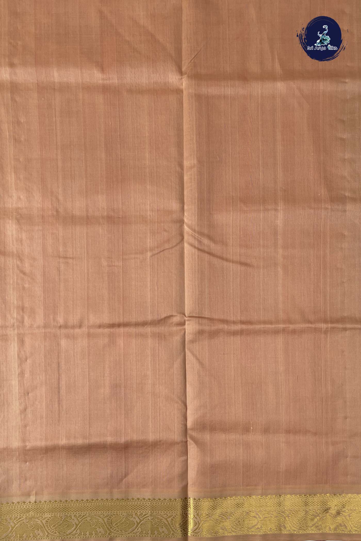 Orangish Pink Simple Silk Cotton Saree With Plain Pattern