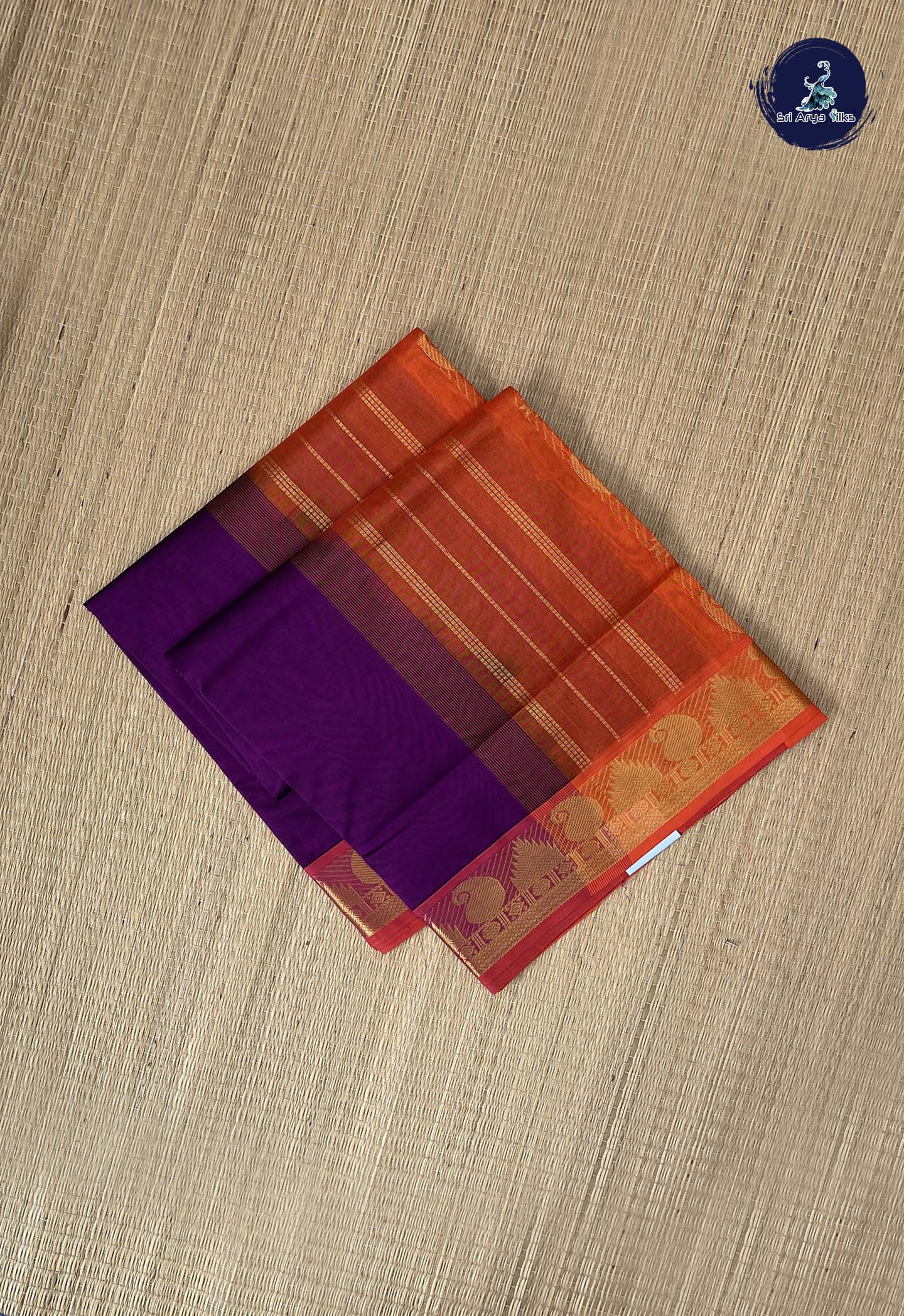 Dual Tone Purple Simple Silk Cotton Saree With Plain Pattern