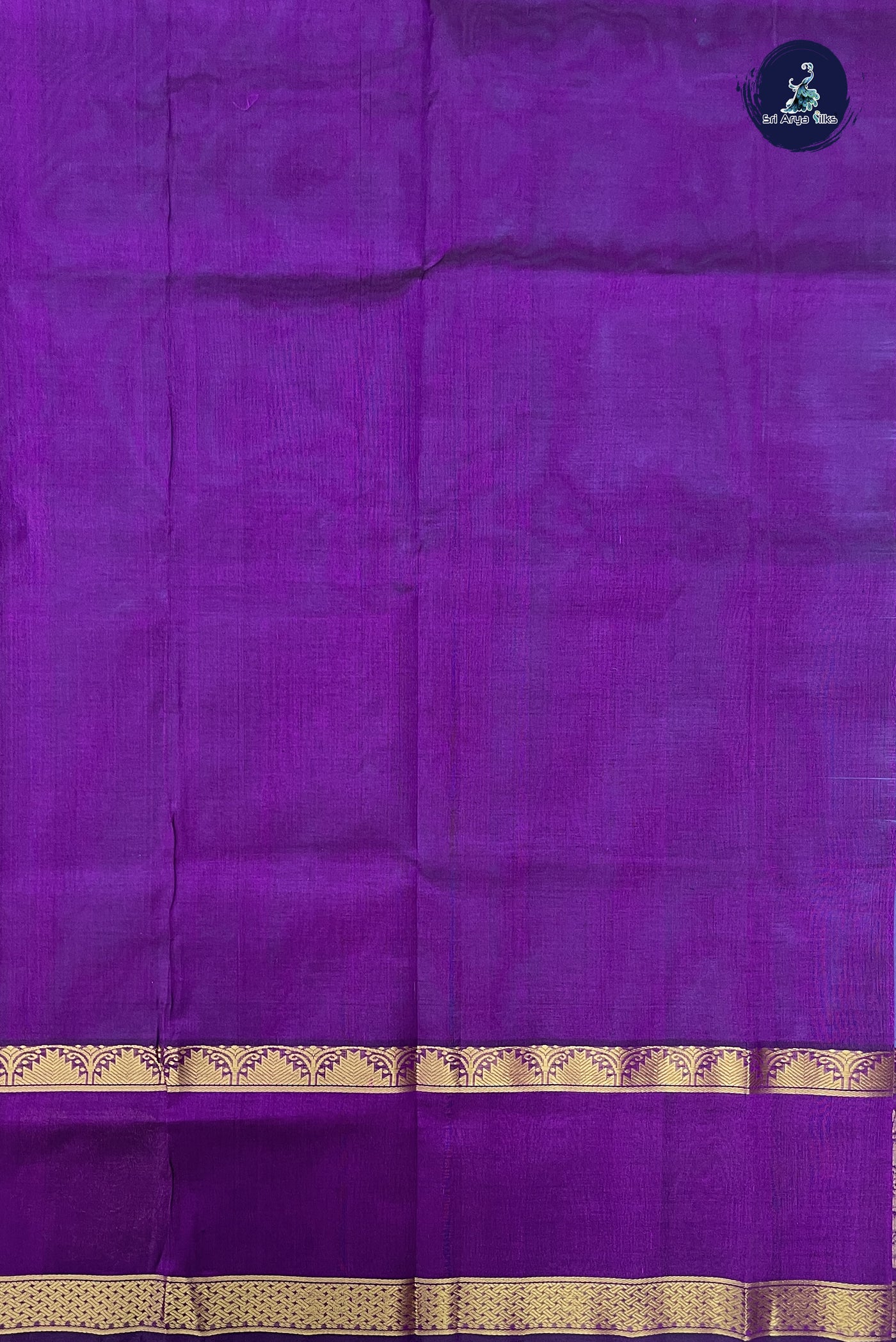 Blusih Purple Korvai Silk Cotton Saree With Embossed Pattern