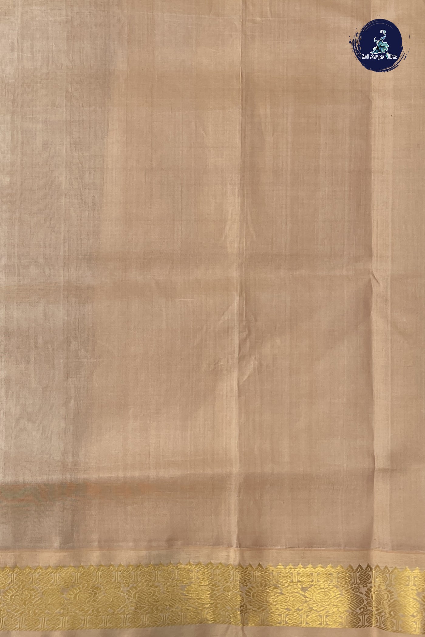 Brown Korvai Silk Cotton Saree With Plain Pattern
