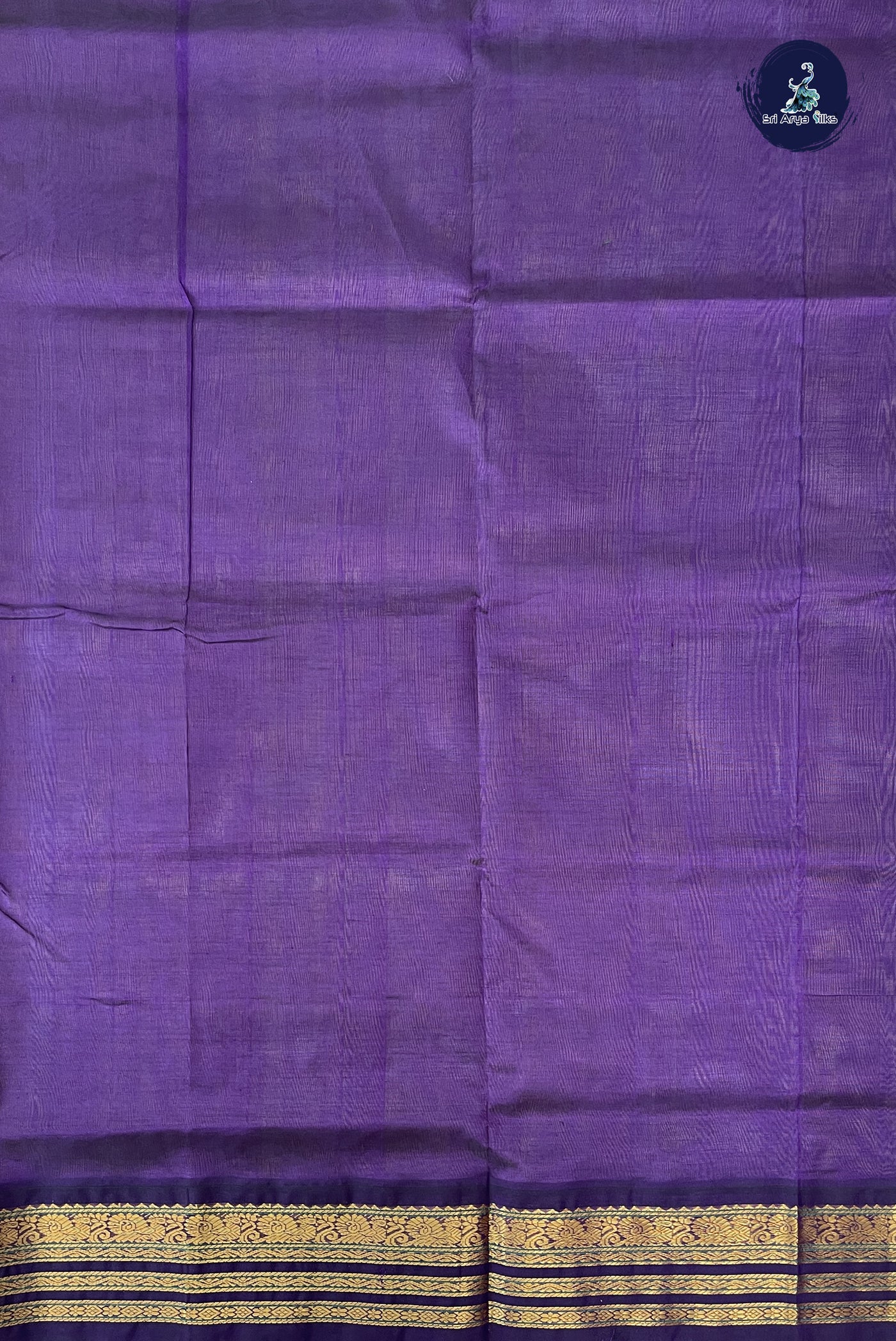 Dual Tone Grey Korvai Silk Cotton Saree With Plain Pattern