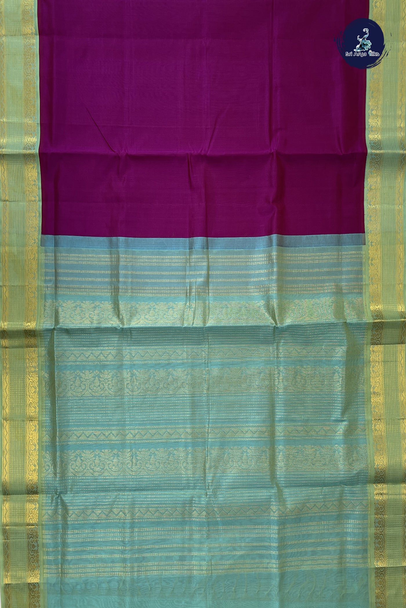 BeetRoot Shade Korvai Silk Cotton Saree With Plain Pattern