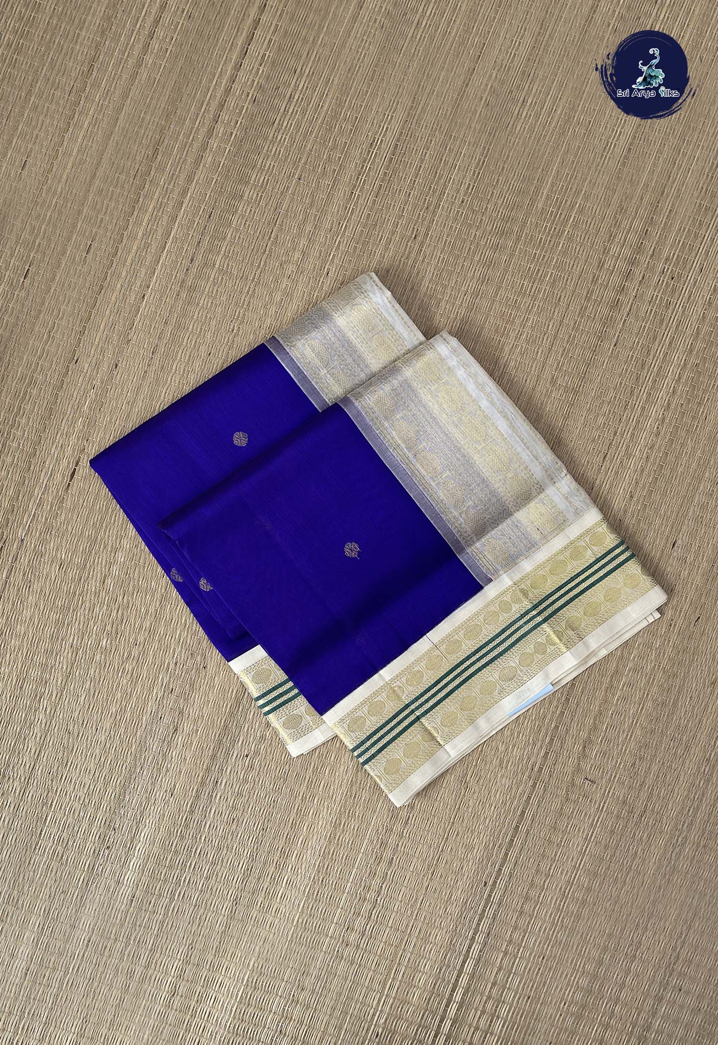 Violet Korvai Silk Cotton Saree With Zari Buttas Pattern