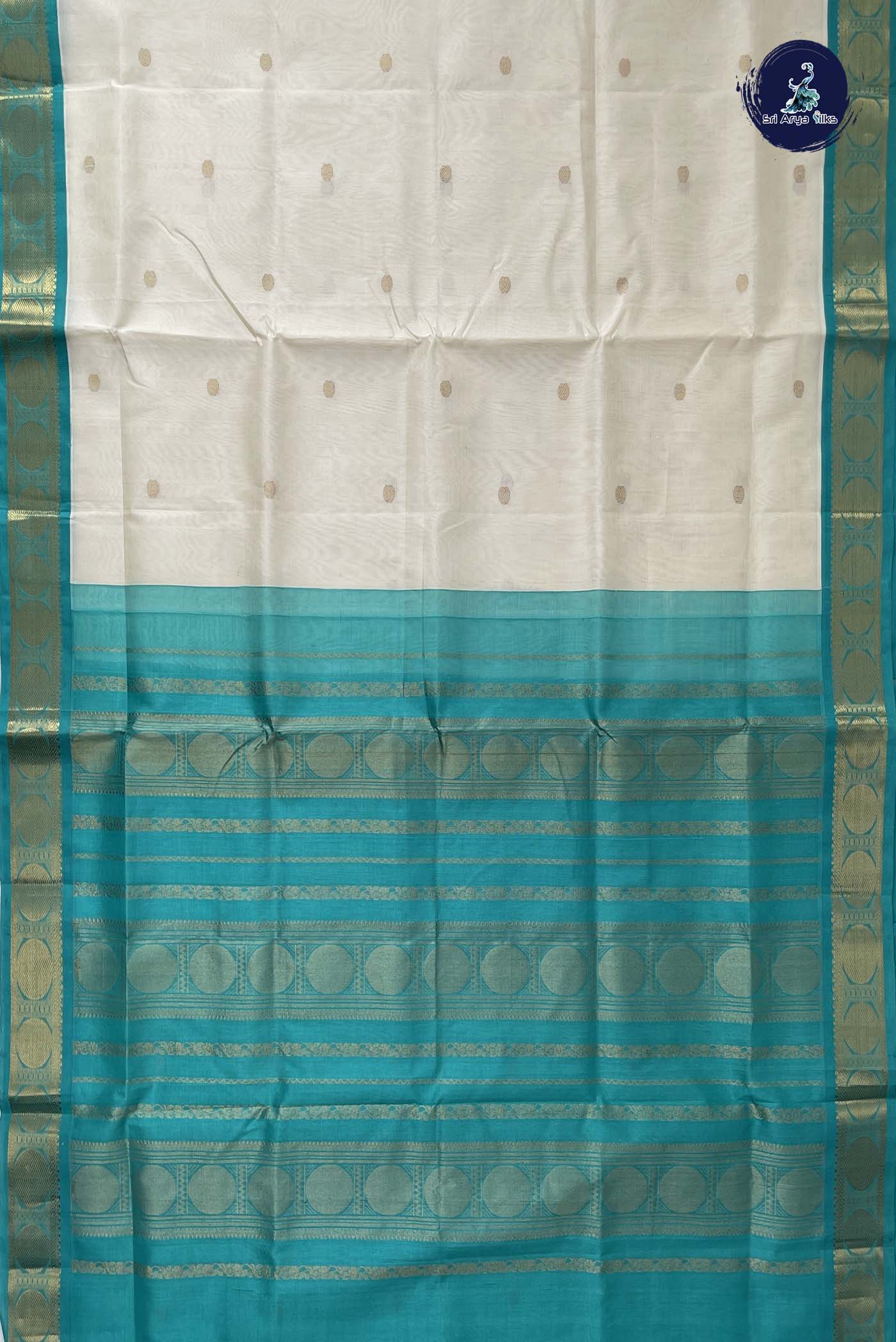 Off White Korvai Silk Cotton Saree With Zari Buttas Pattern