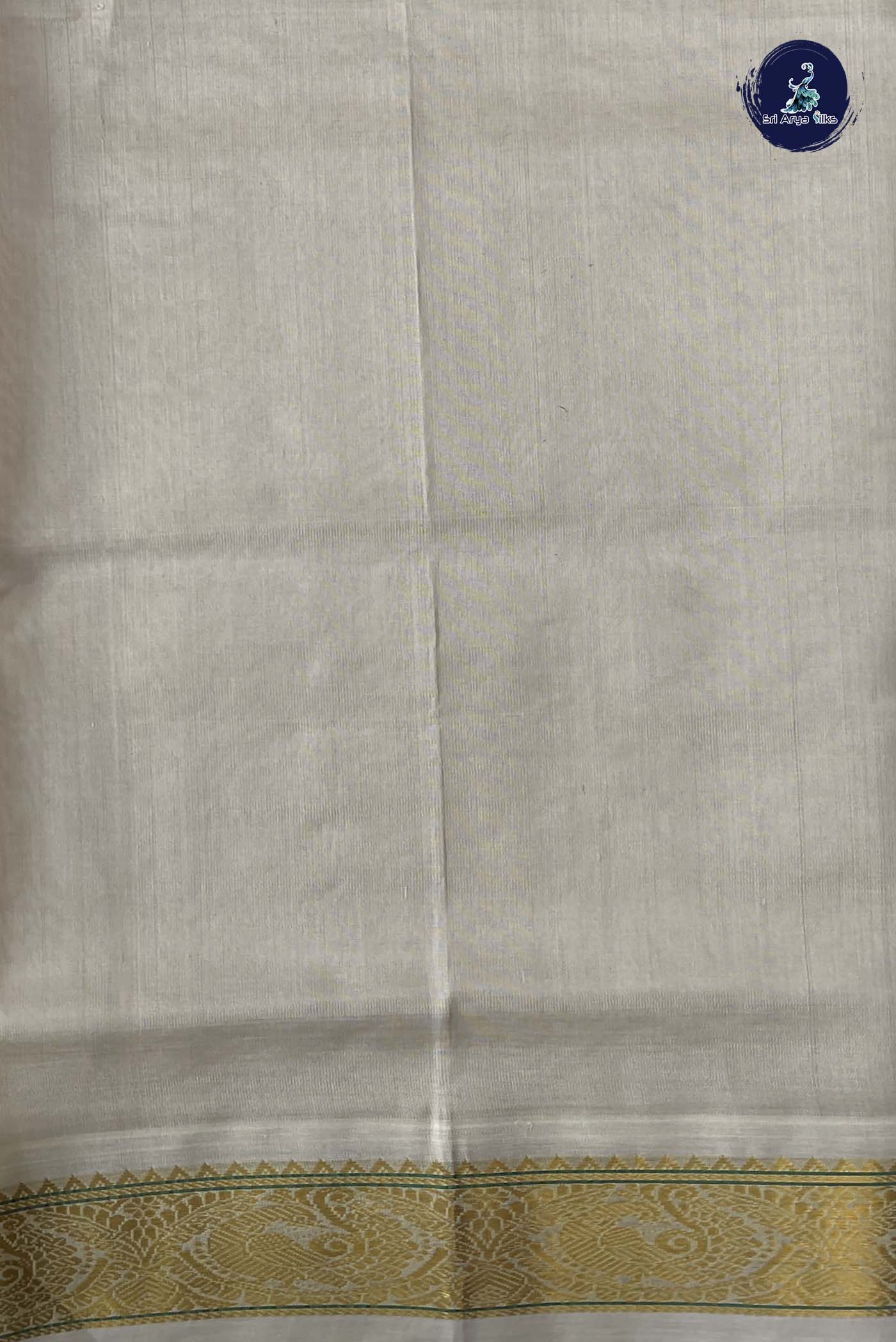 Peach Korvai Silk Cotton Saree With Zari Buttas Pattern