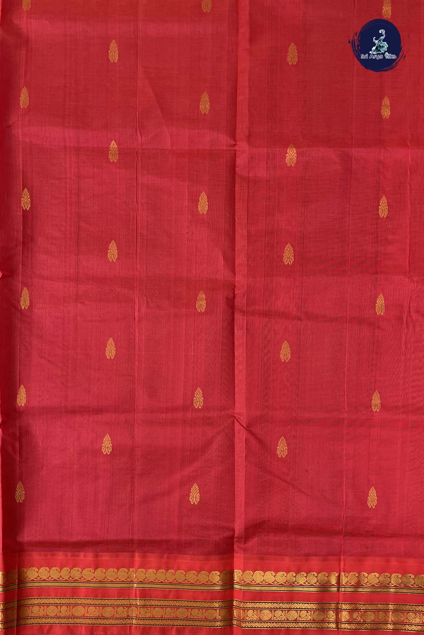 Chocolate Shade Korvai Silk Cotton Saree With Zari Buttas Pattern
