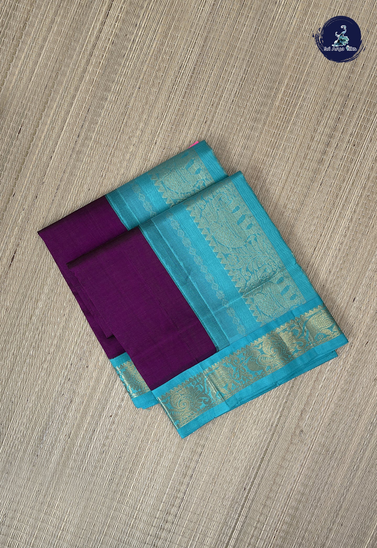 Burgundy Vaira Oosi Silk Cotton Saree With Vaira Oosi Pattern