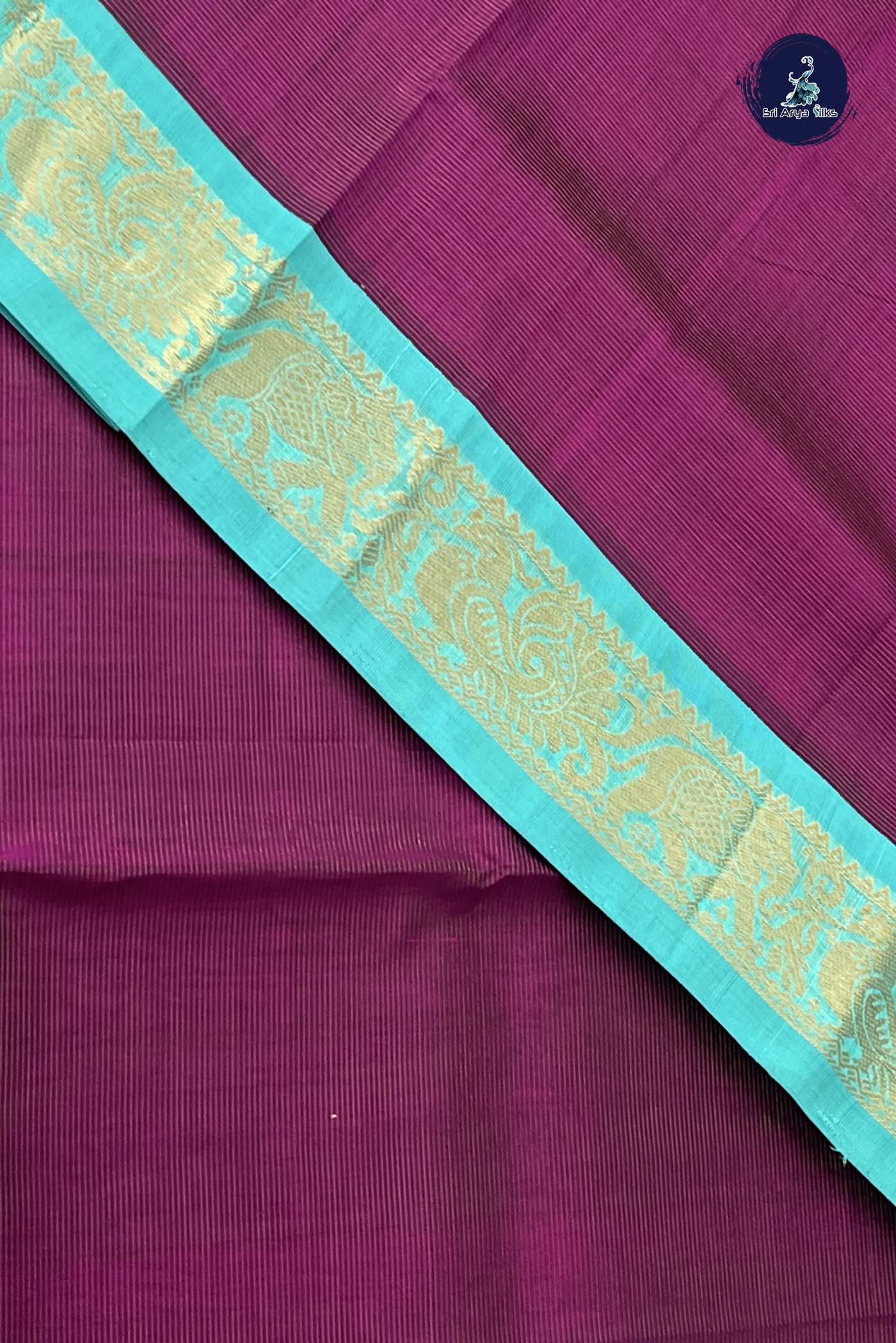 Burgundy Vaira Oosi Silk Cotton Saree With Vaira Oosi Pattern