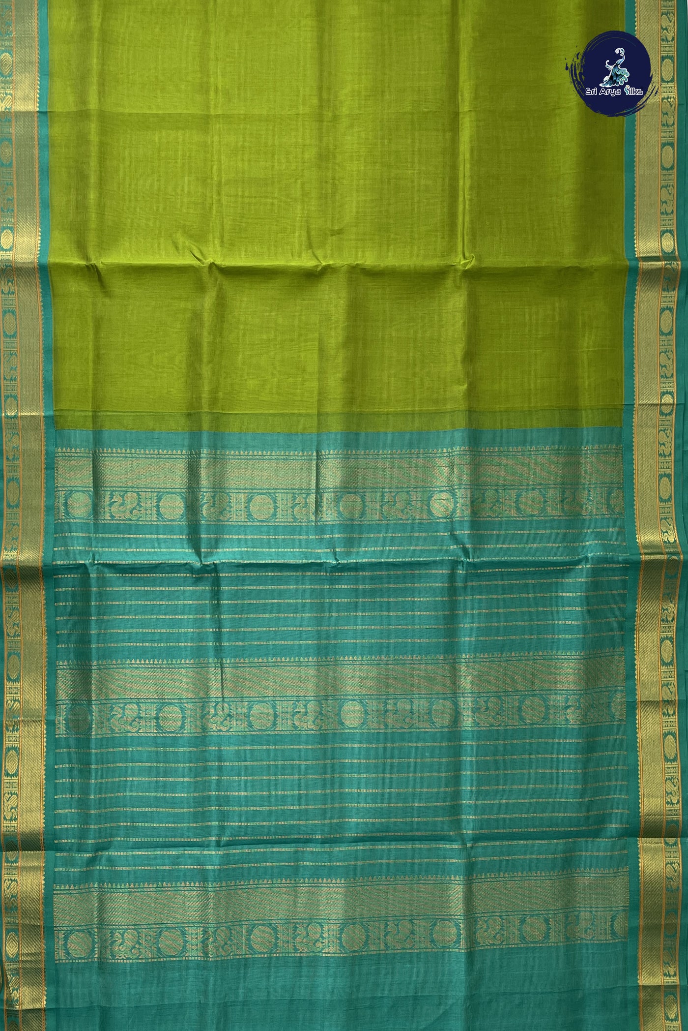 Light Green Vaira Oosi Silk Cotton Saree With Vaira Oosi Pattern