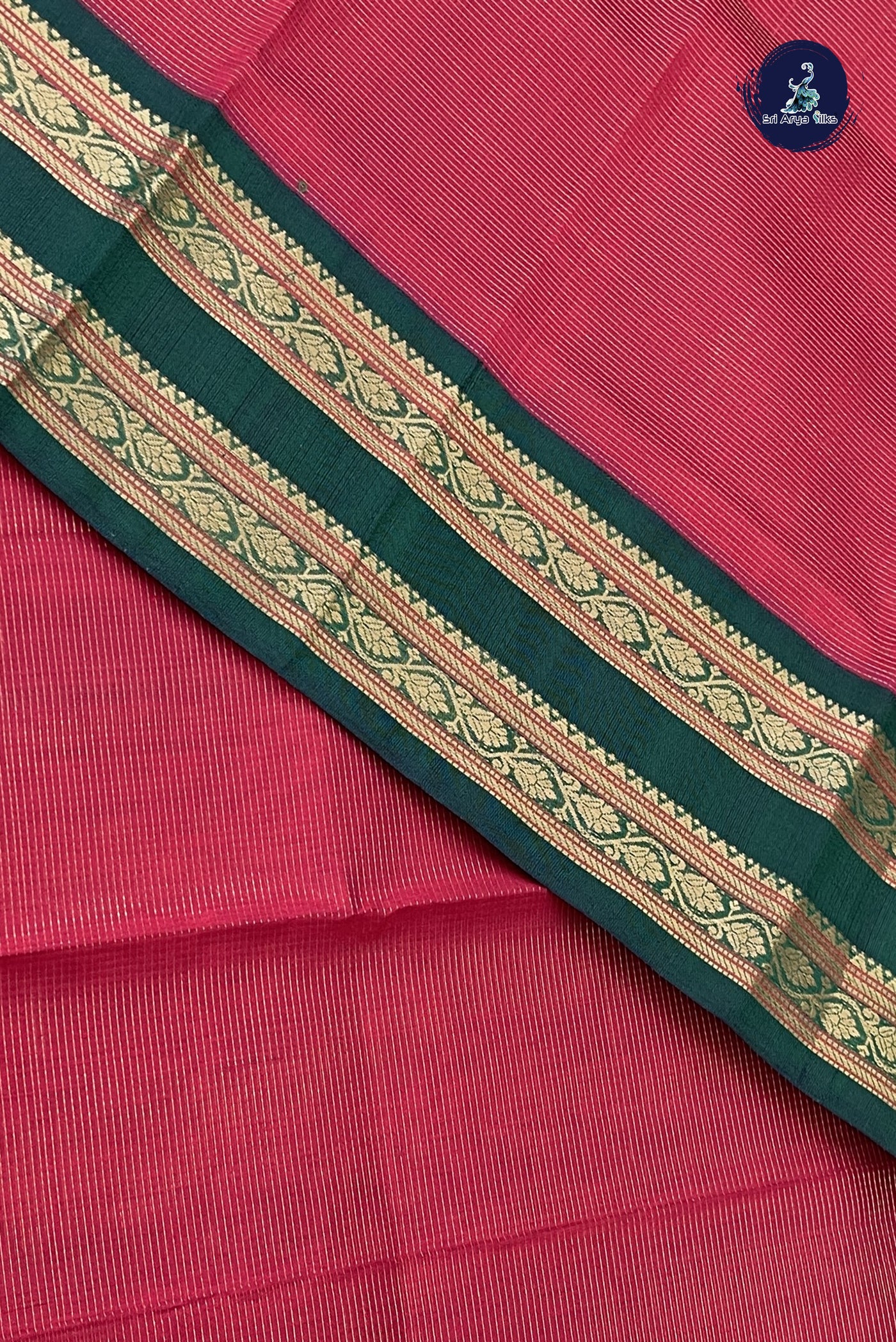 Red Vaira Oosi Silk Cotton Saree With Vaira Oosi Pattern
