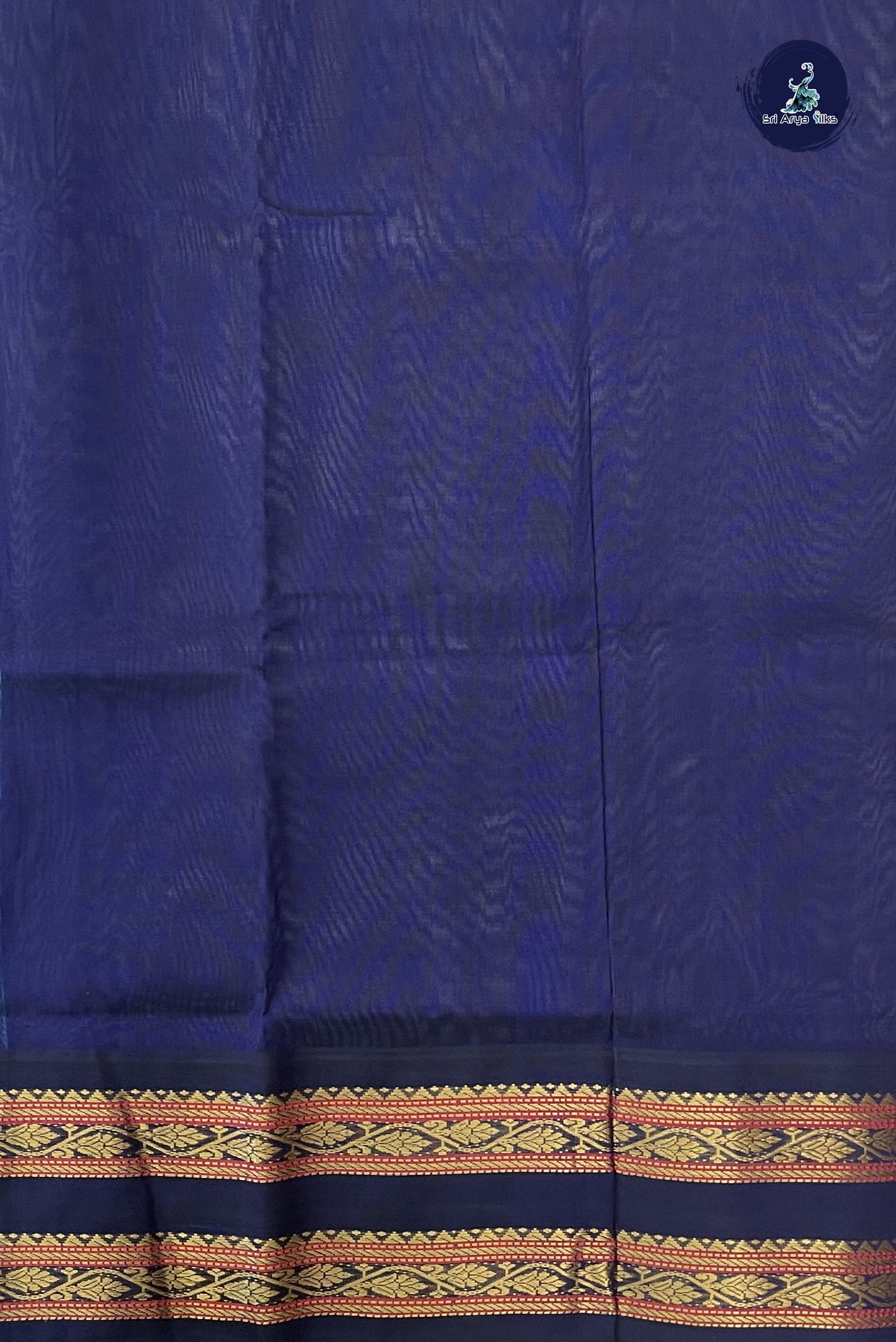 Blue Vaira Oosi Silk Cotton Saree With Vaira Oosi Pattern