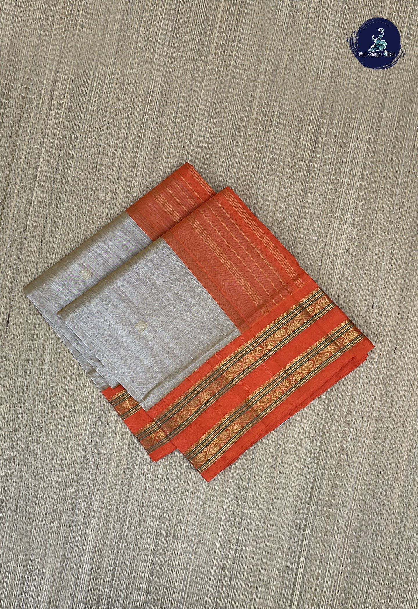 Beige Korvai Silk Cotton Saree With Zari Buttas Pattern